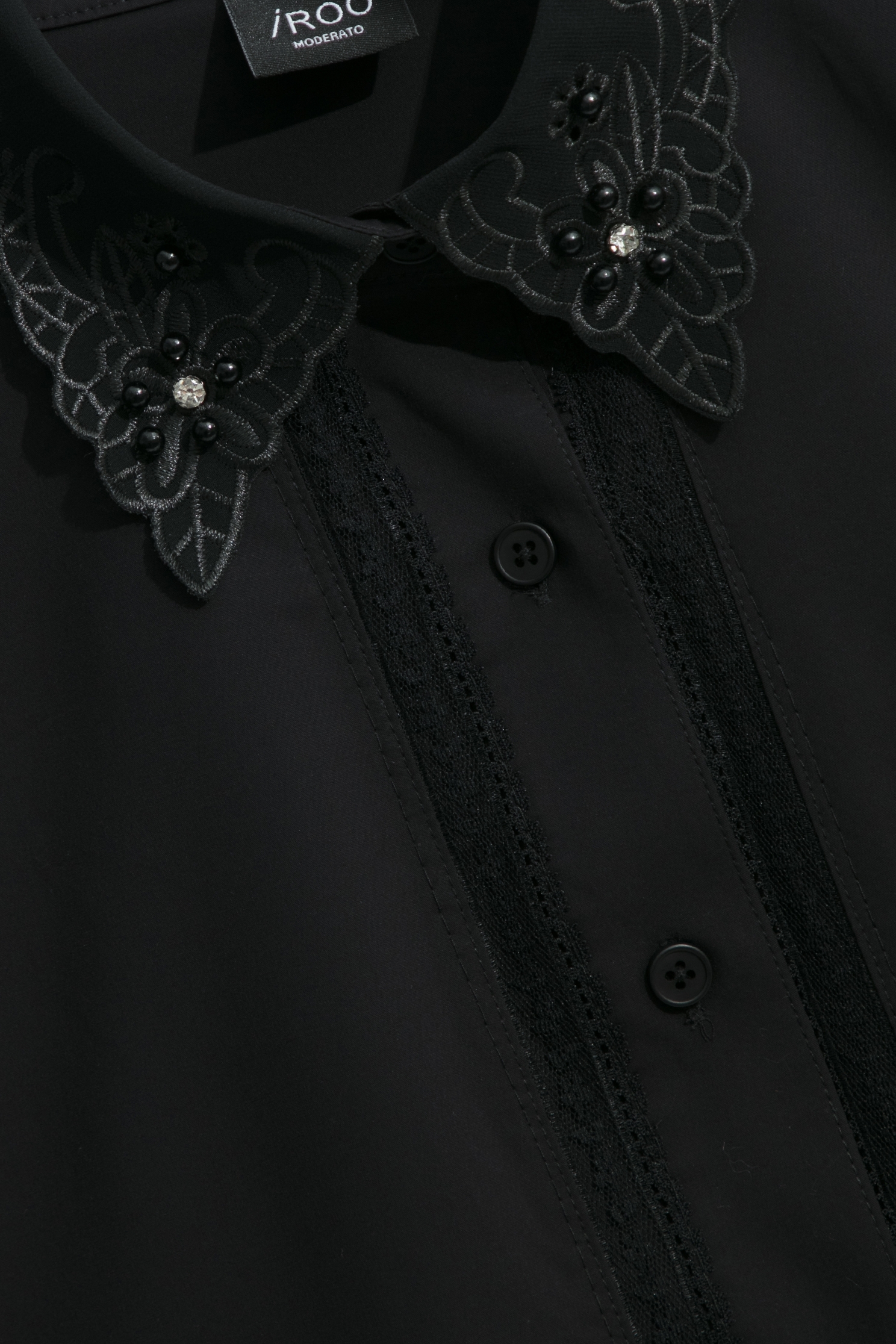 Embroiered Lace Collar Black BlouseEmbroiered Lace Collar Black Blouse,Season (AW) Look,Embroidered,Lace,Blouses