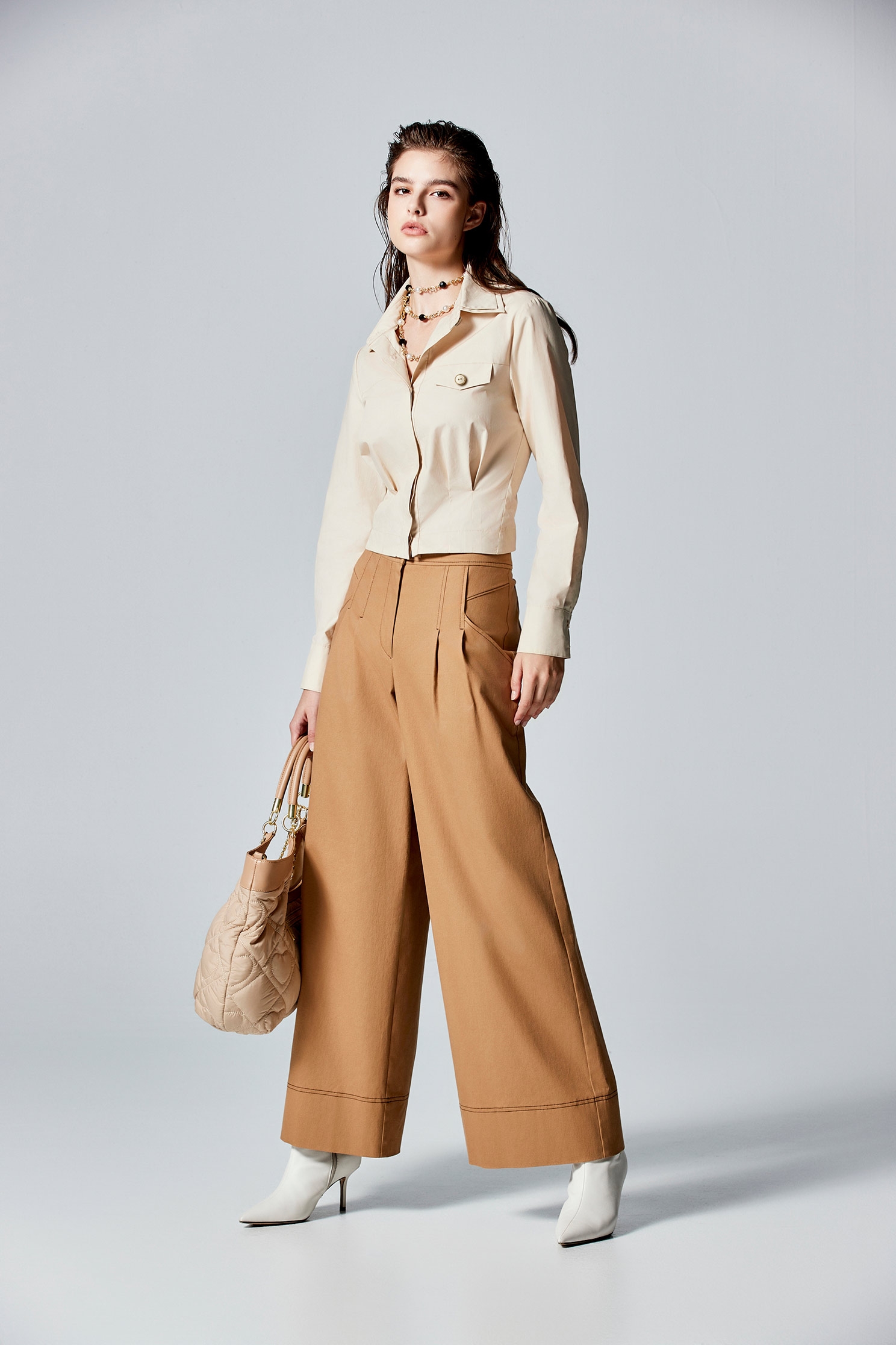 Double Layer Collar Crop BlouseDouble Layer Collar Crop Blouse,Season (AW) Look,Blouses