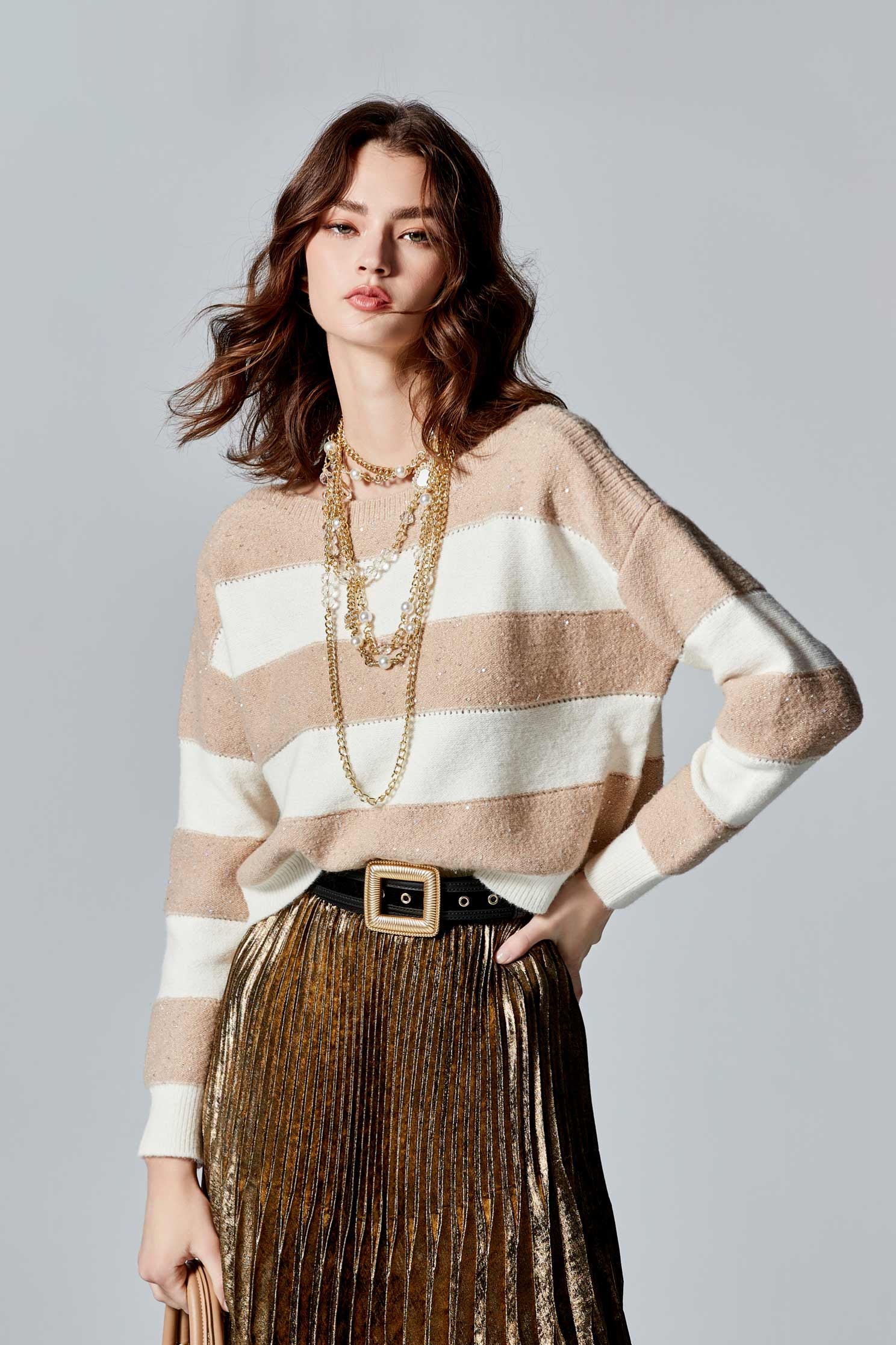 Contrast Bold Stripe Knit TopContrast Bold Stripe Knit Top,Tops,Stripe,Season (AW) Look,Knitted,Knitted tops,Long sleeve tops