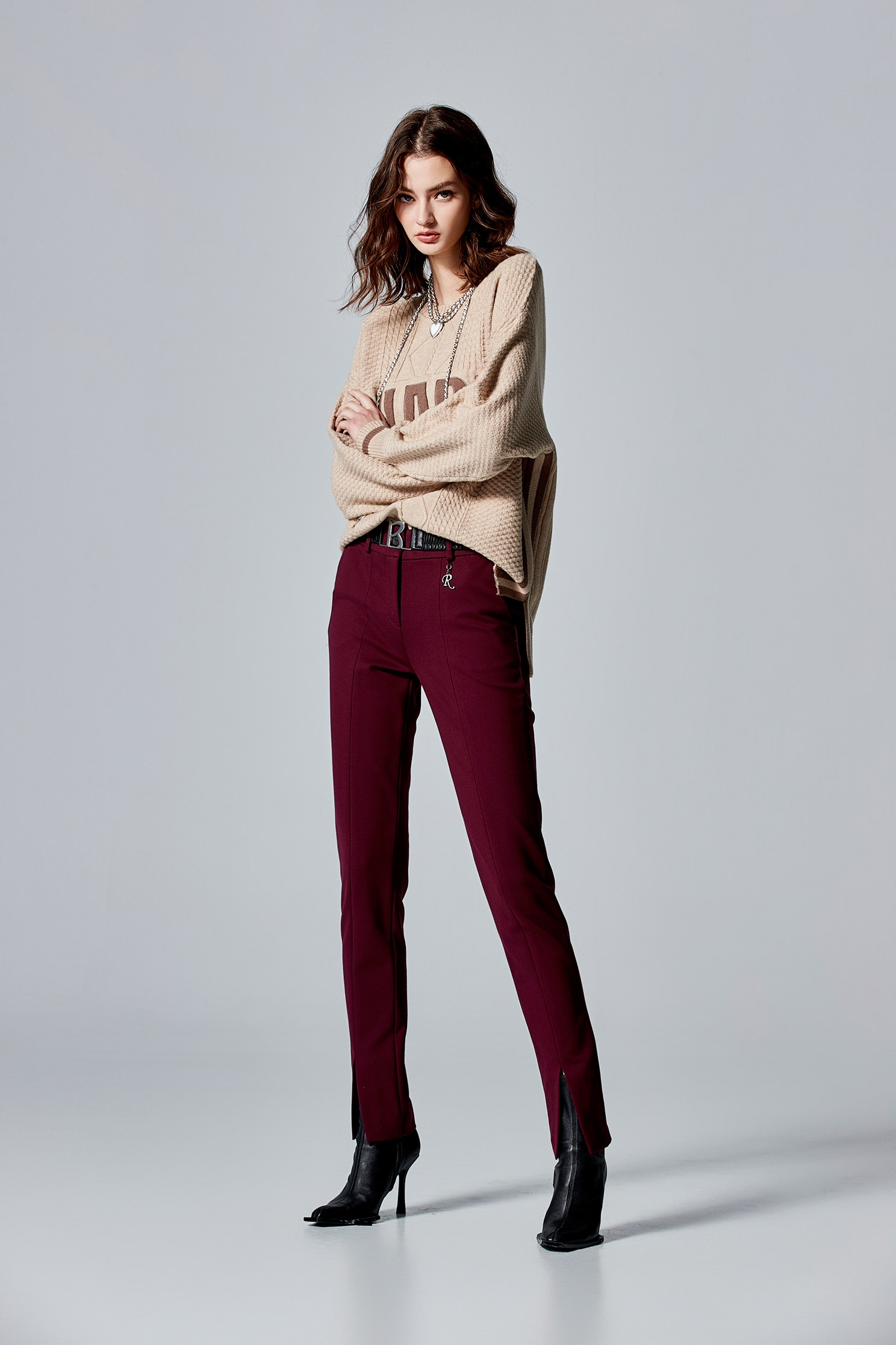 Front Slogan Cable Knit TopFront Slogan Cable Knit Top,Season (AW) Look,Knitted,Knitted tops