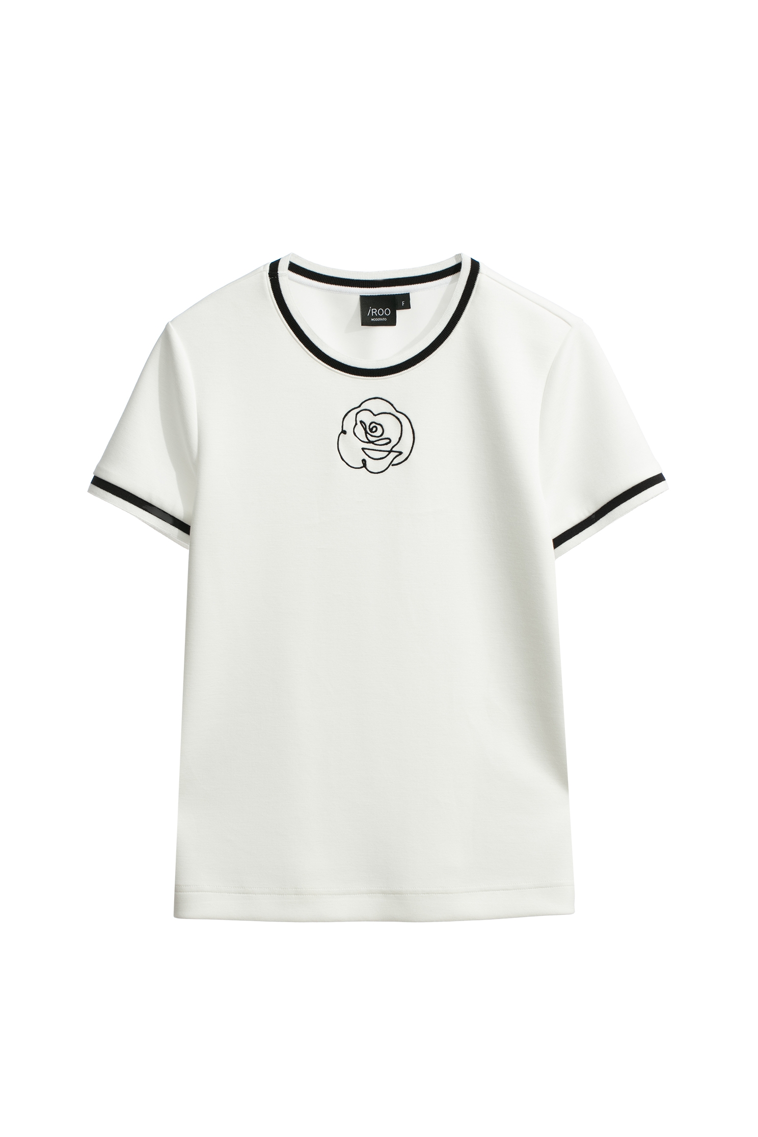 Contrast Trim Tee With Floral LogoContrast Trim Tee With Floral Logo,Tops,Season (AW) Look,Embroidered