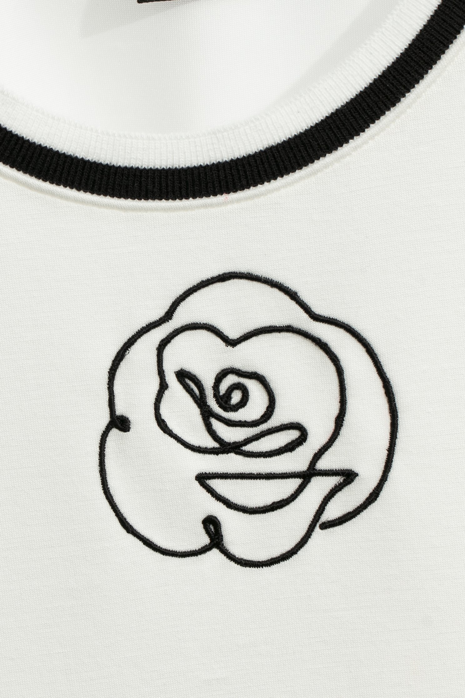 Contrast Trim Tee With Floral LogoContrast Trim Tee With Floral Logo,Tops,Season (AW) Look,Embroidered