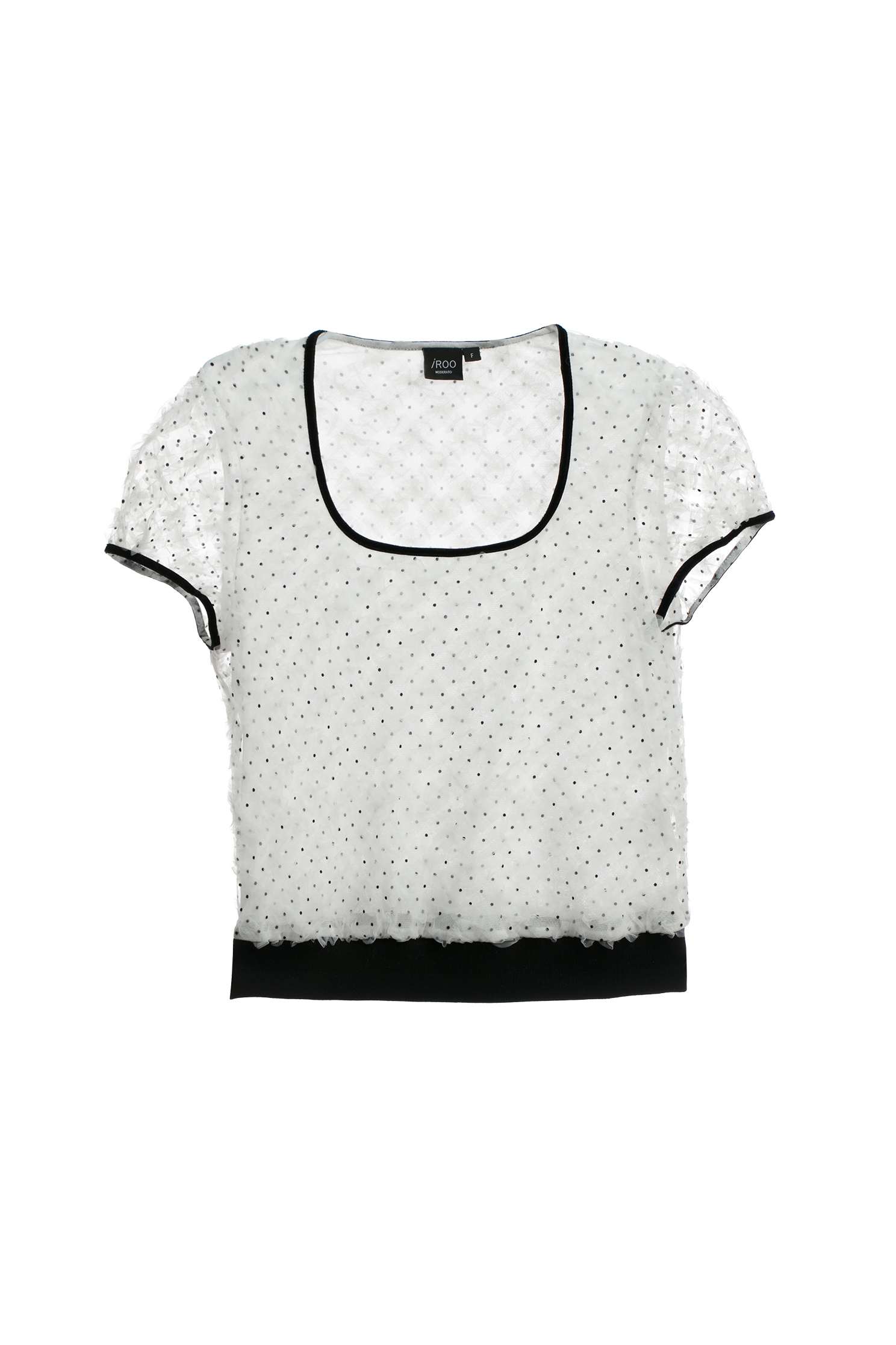 Ruffle Mesh Top With Contrast RibRuffle Mesh Top With Contrast Rib,Tops,Season (AW) Look