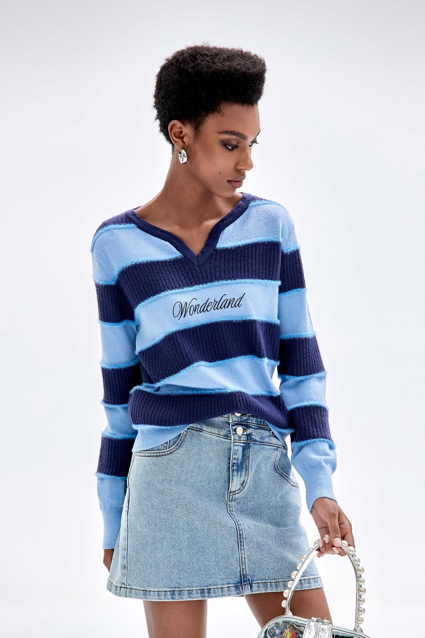 Long Sleeve Contrast Stripe Knit TopLong Sleeve Contrast Stripe Knit Top,Tops,Season (AW) Look,Knitted,Knitted tops,Knitted tops