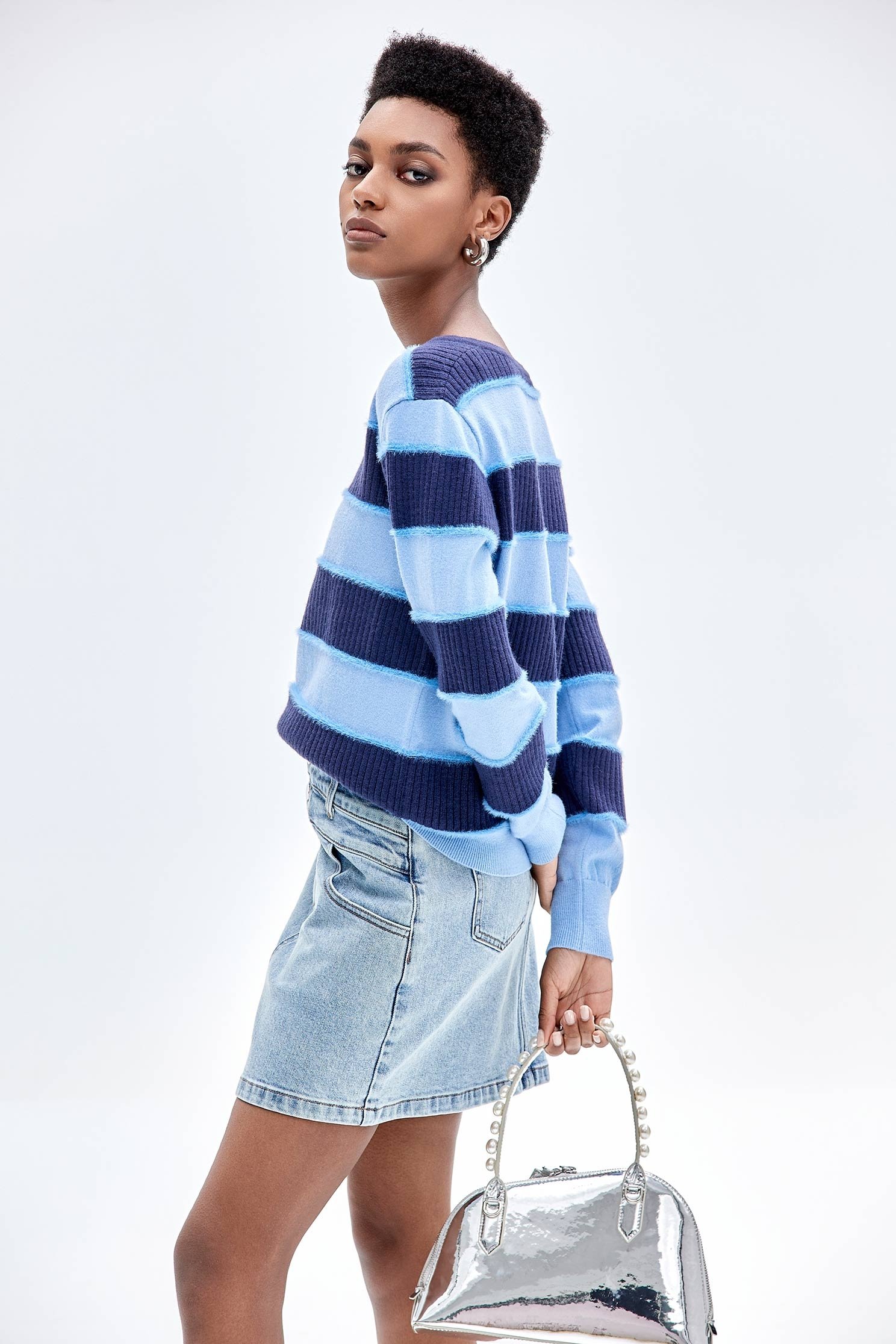 Long Sleeve Contrast Stripe Knit TopLong Sleeve Contrast Stripe Knit Top,Tops,Season (AW) Look,Knitted,Knitted tops,Knitted tops