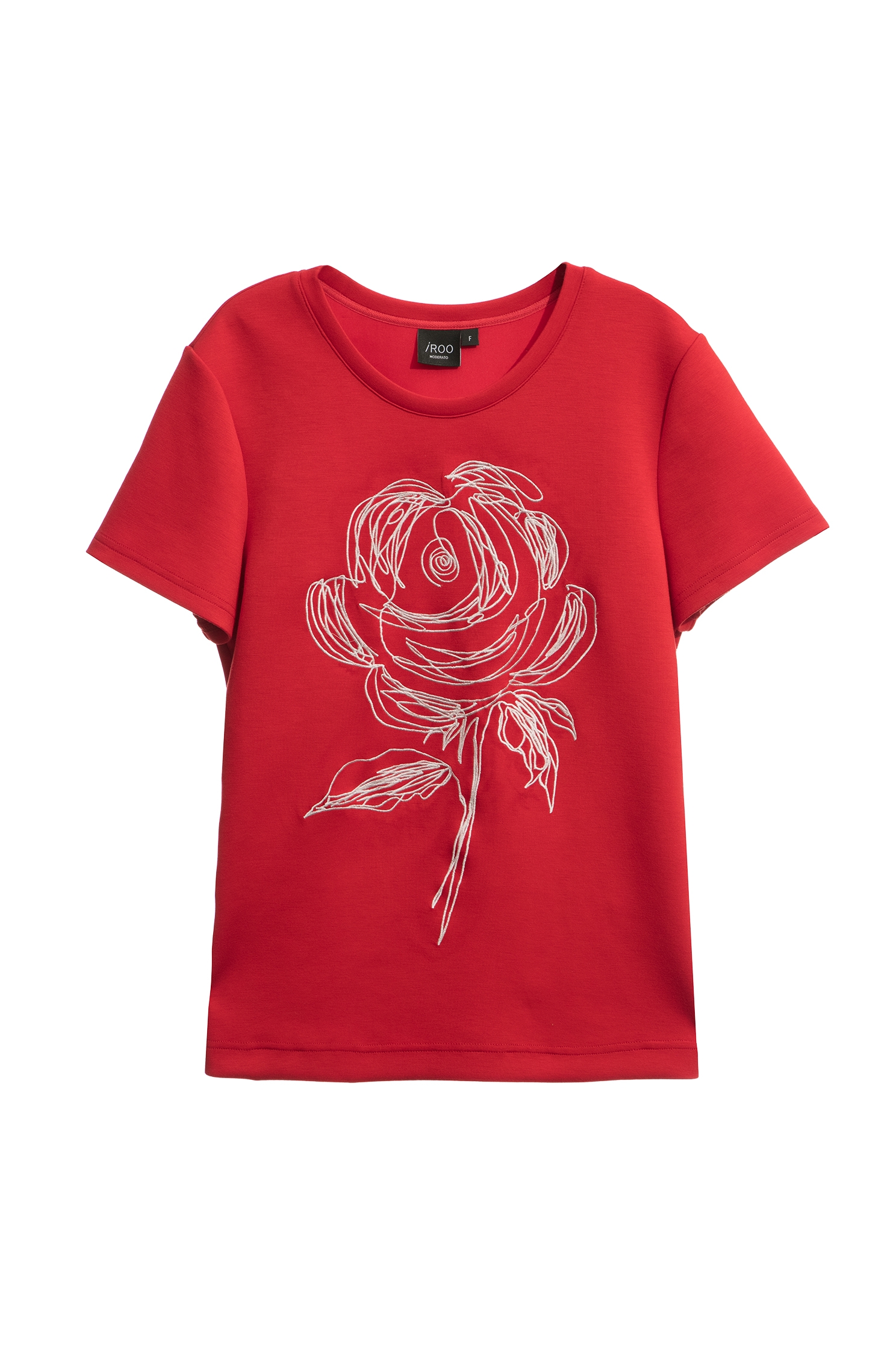 Embroidered Rose Graphic Red TeeEmbroidered Rose Graphic Red Tee,Tops,Embroidered,Short sleeve tops,Season (AW) Look,Embroidered tops