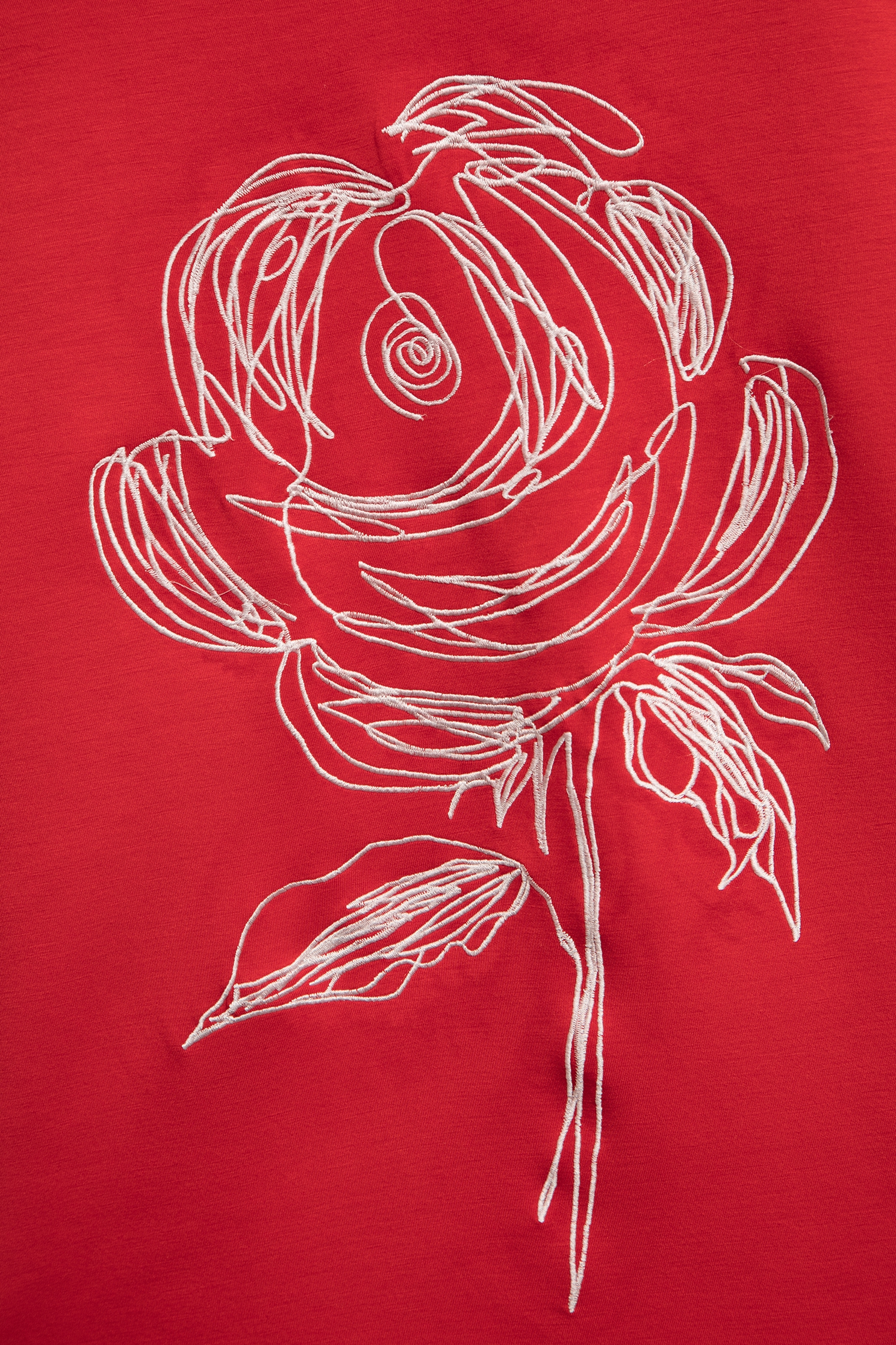 Embroidered Rose Graphic Red TeeEmbroidered Rose Graphic Red Tee,Tops,Embroidered,Short sleeve tops,Season (AW) Look,Embroidered tops