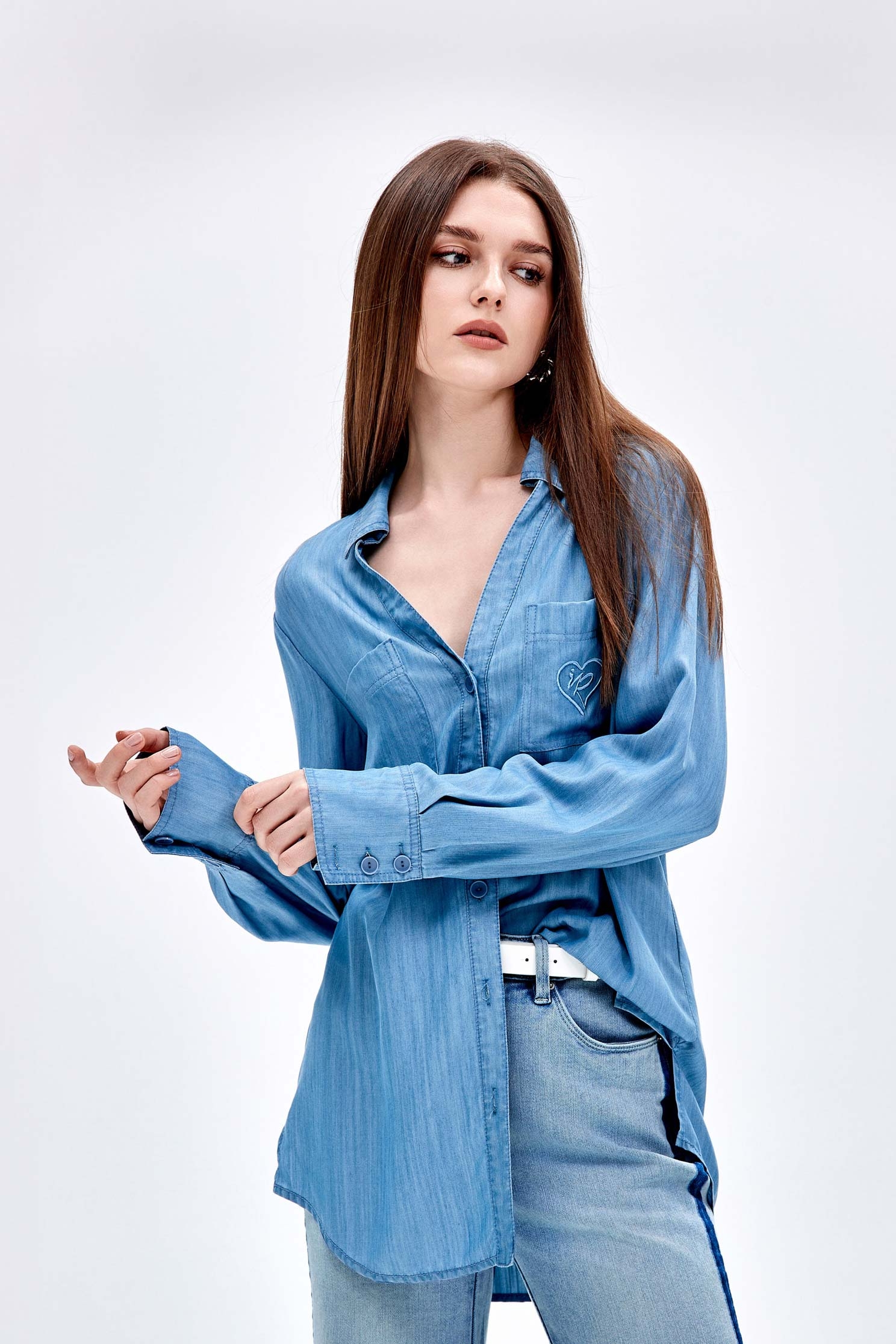 Soft Denim Front Knot TopSoft Denim Front Knot Top,Tops,Embroidered,Season (AW) Look,Blouses