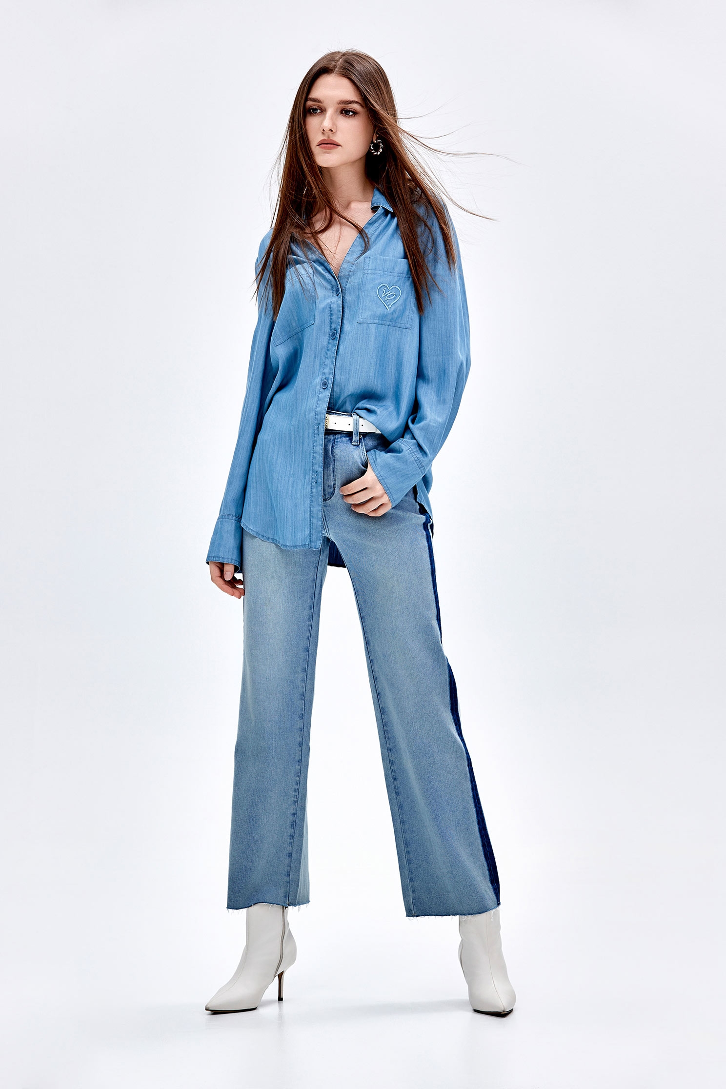 Soft Denim Front Knot TopSoft Denim Front Knot Top,Tops,Embroidered,Season (AW) Look,Blouses