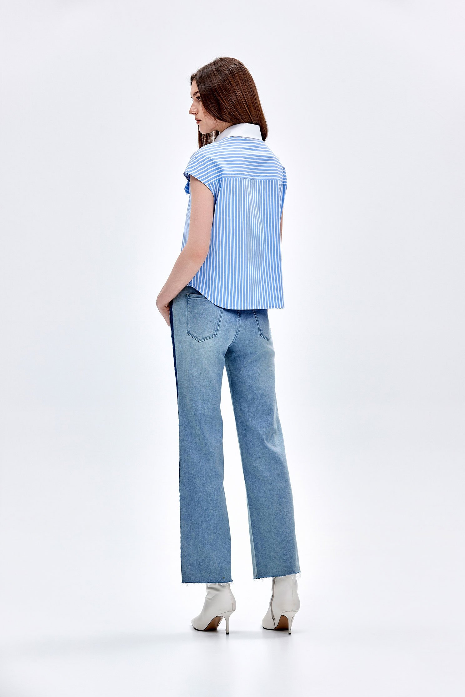 Asymmetric Button Front Stripe TopAsymmetric Button Front Stripe Top,Tops,Season (AW) Look,Blouses