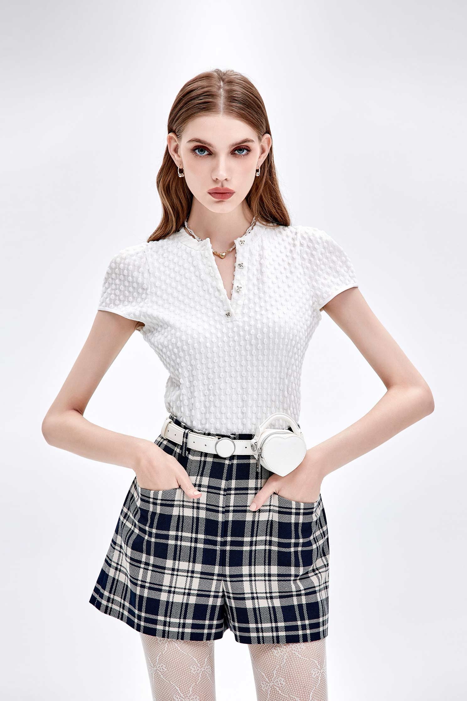 3-D Dotted Short Sleeve Top3-D Dotted Short Sleeve Top,Tops,Season (AW) Look