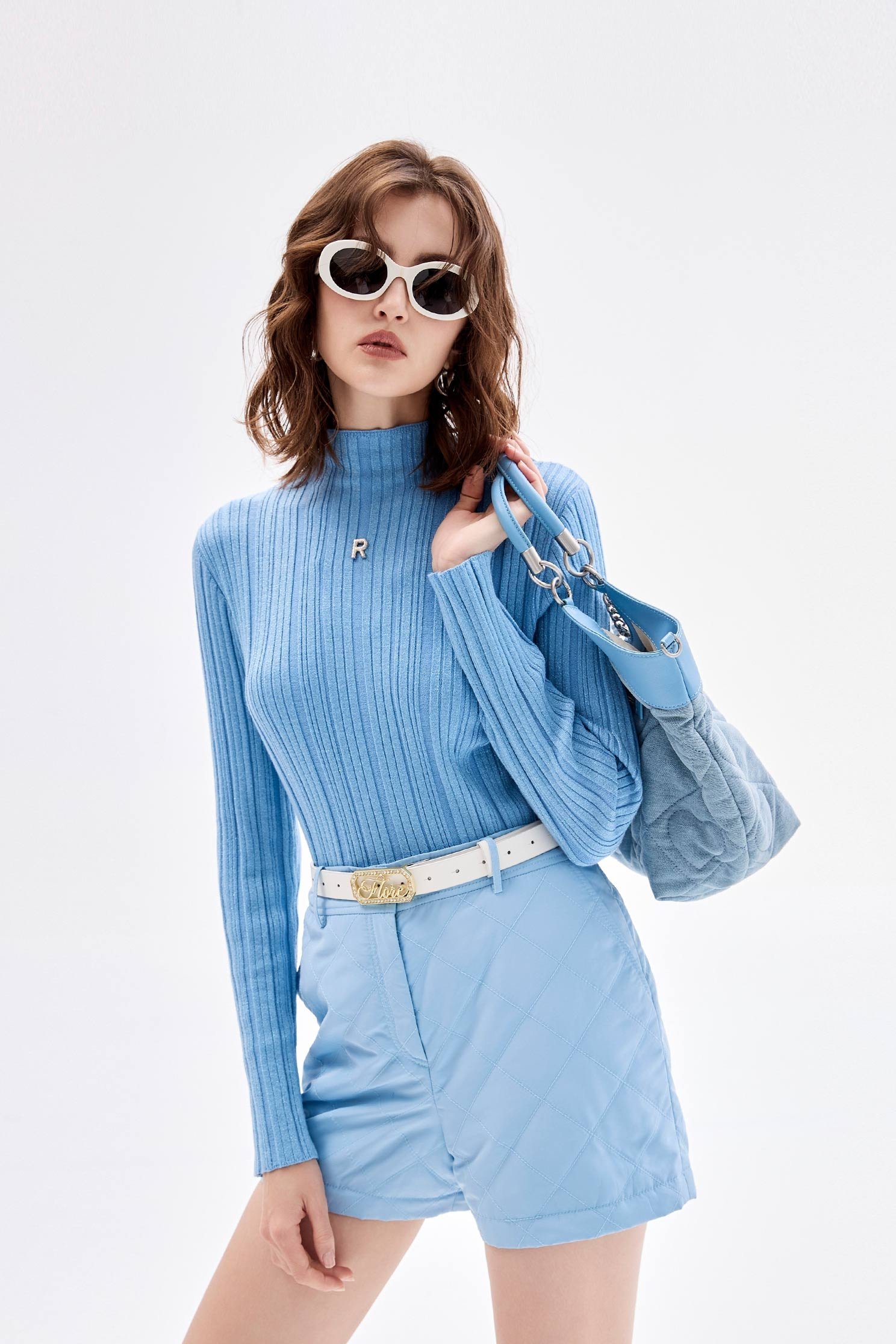 Glacier Blue Long Sleeve Knit TopGlacier Blue Long Sleeve Knit Top,Tops,Stripe,Season (AW) Look,Knitted,Knitted tops,Knitted tops