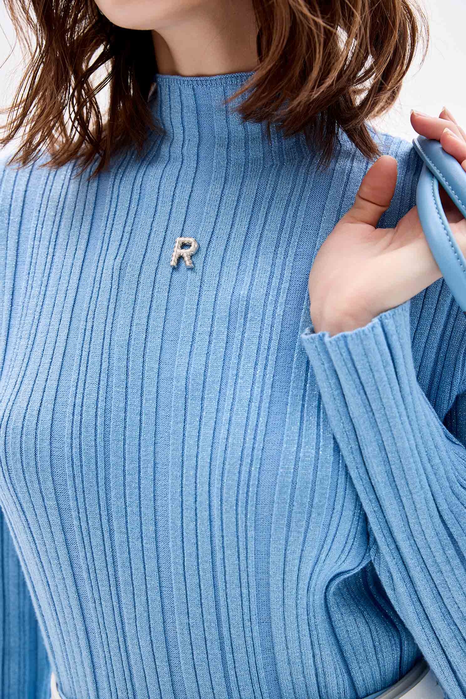 Glacier Blue Long Sleeve Knit TopGlacier Blue Long Sleeve Knit Top,Tops,Stripe,Season (AW) Look,Knitted,Knitted tops,Knitted tops