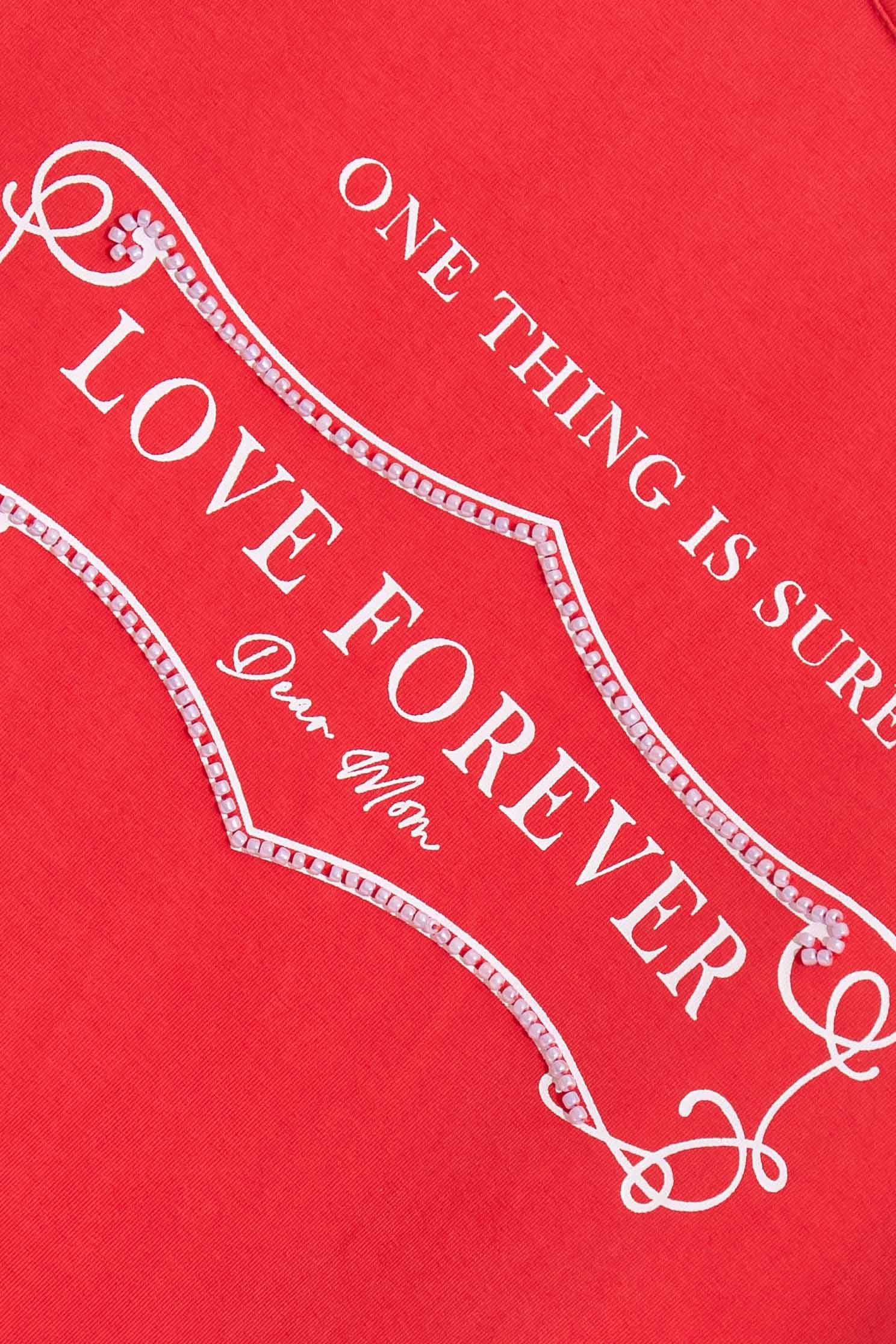 Basic Red Slogan TeeT-shirt with print and beaded chain,T-shirts,T-shirts,Season (SS) Look,Cotton,comfotism