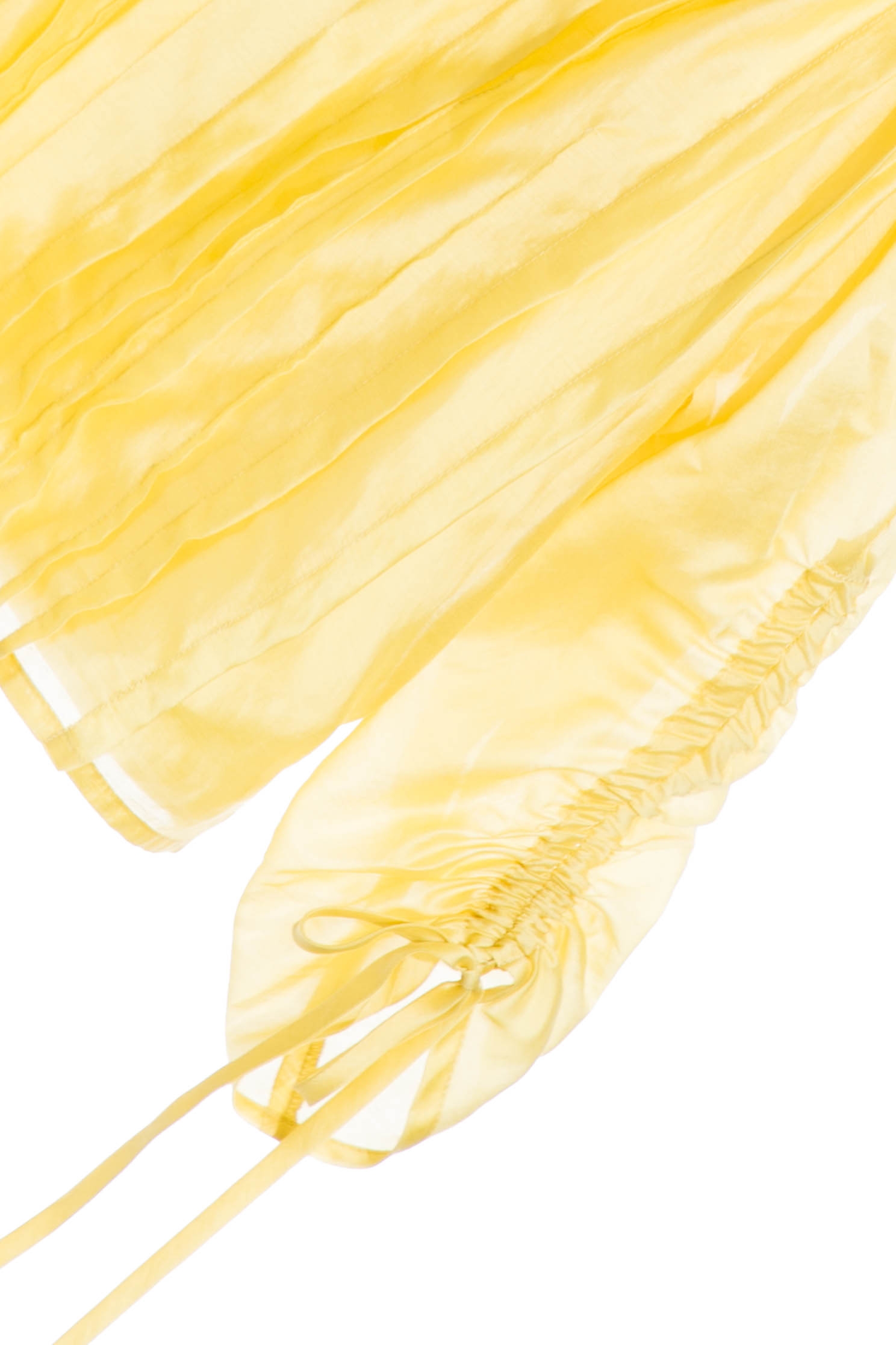 Cold Shoulder Pleated Yellow TopTop with waist cincher design,T-shirts,Tops,Season (SS) Look