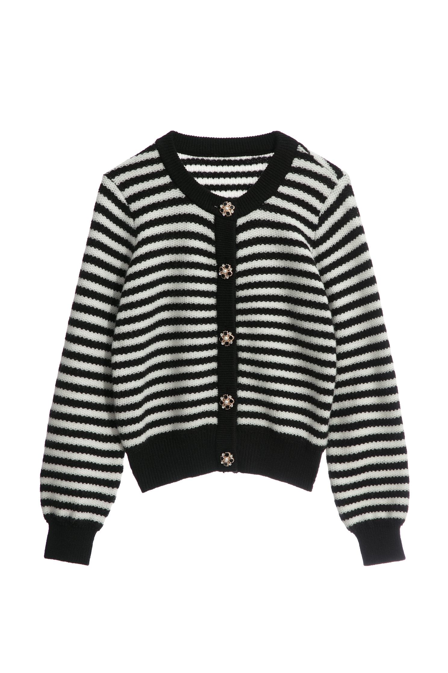 Black White Stripe Long Sleeve Knit TopBlack White Stripe Long Sleeve Knit Top,Tops,Season (SS) Look,Knitted,Knitted tops