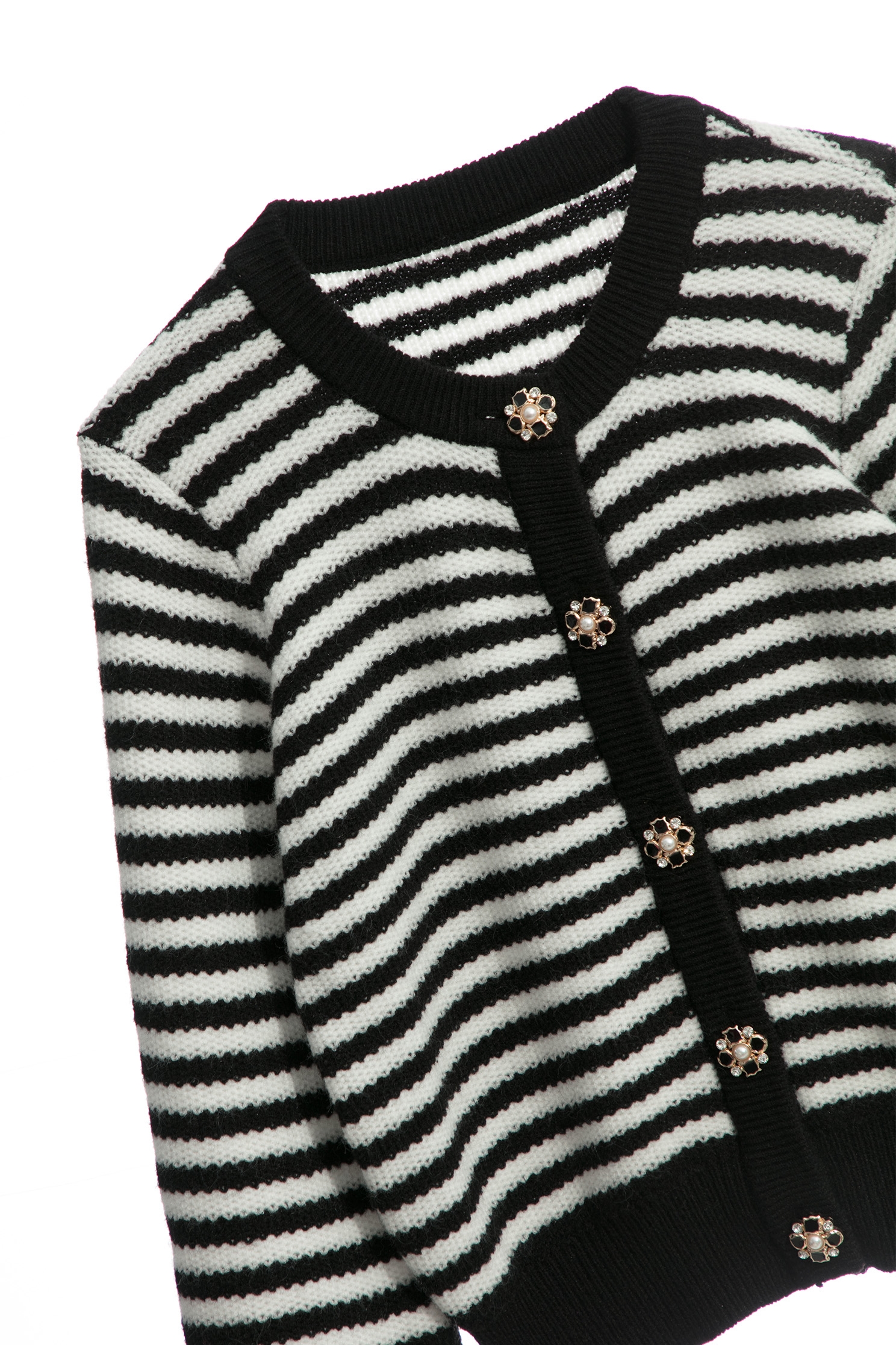 Black White Stripe Long Sleeve Knit TopBlack White Stripe Long Sleeve Knit Top,Tops,Season (SS) Look,Knitted,Knitted tops