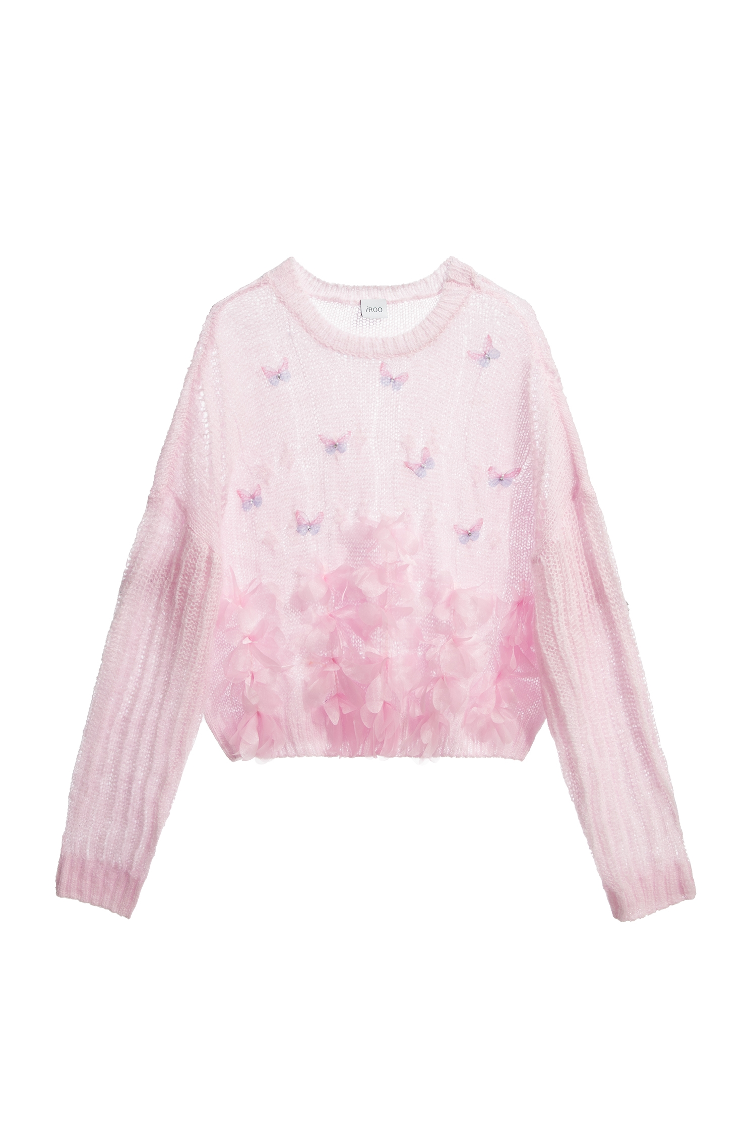 3-D Organza Floral Detail Knit Top3-D Organza Floral Detail Knit Top,Tops,Under shirts,Season (SS) Look,Knitted,Knitted tops,Knitted tops