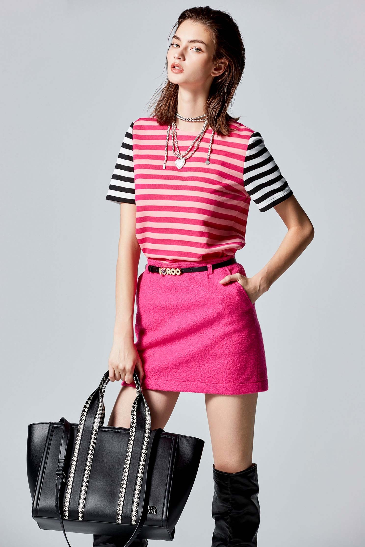 Stripe Print Colour Contrast Short Sleeve TopStripe Print Colour Contrast Short Sleeve Top,Tops,Season (SS) Look,Stripe