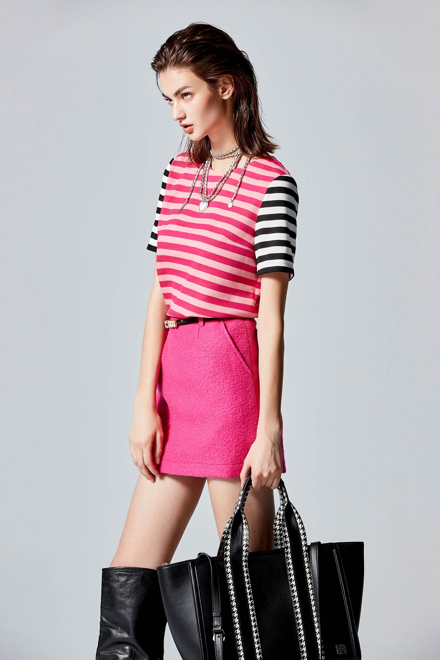 Stripe Print Colour Contrast Short Sleeve TopStripe Print Colour Contrast Short Sleeve Top,Tops,Season (SS) Look,Stripe