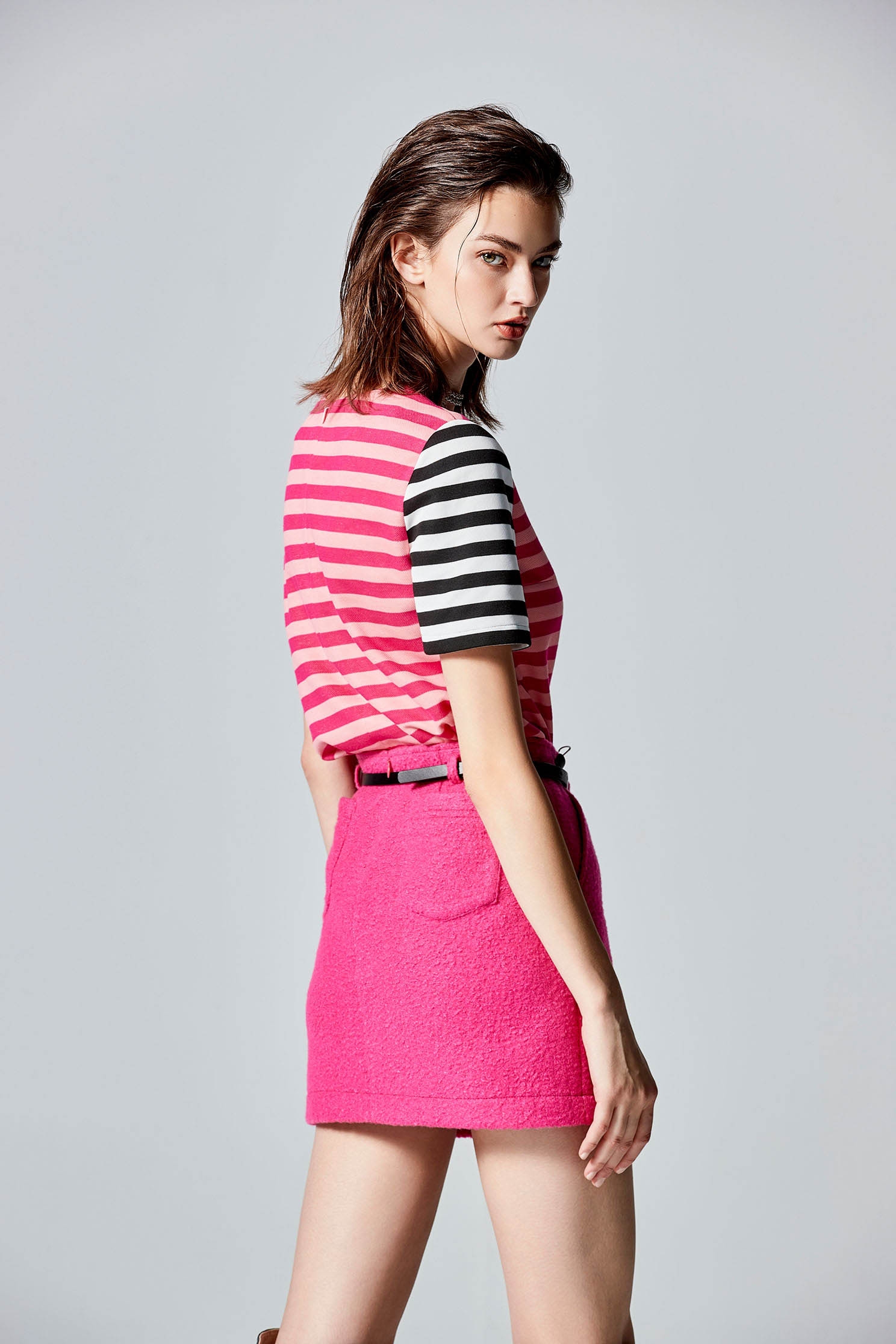 Stripe Print Colour Contrast Short Sleeve TopStripe Print Colour Contrast Short Sleeve Top,Tops,Season (SS) Look,Stripe