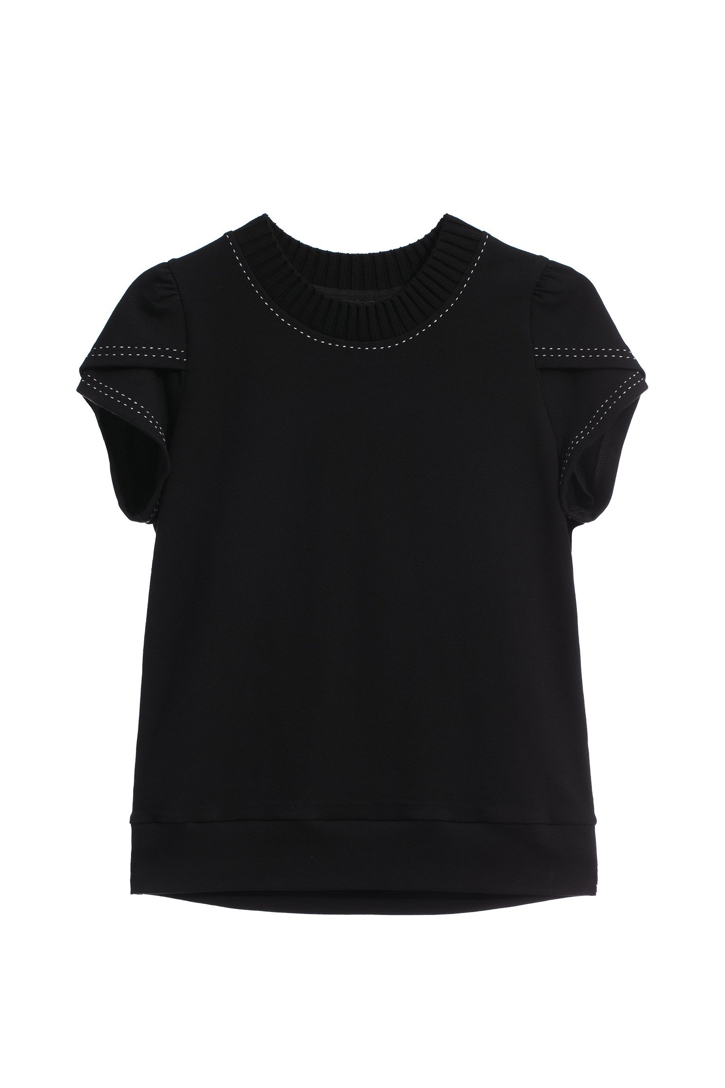 Petal Sleeve Tee With Contrast Stitching DetailPetal Sleeve Tee With Contrast Stitching Detail,T-shirts,Tops,Season (SS) Look