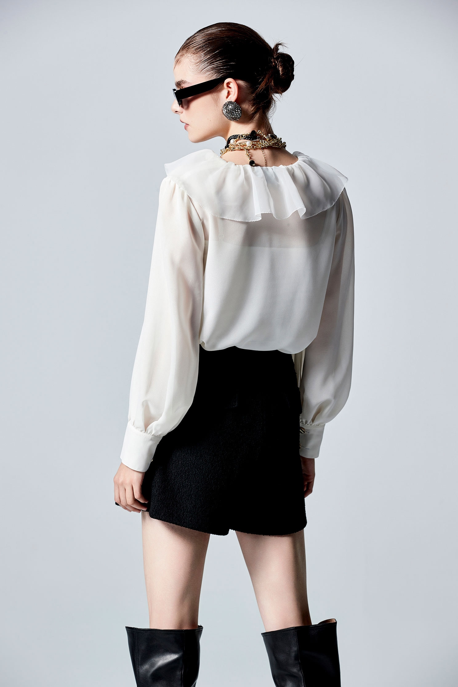 Long Sleeve Chiffon Top With Ruffle DetailLong Sleeve Chiffon Top With Ruffle Detail,Tops,Under shirts,Season (SS) Look,Chiffon