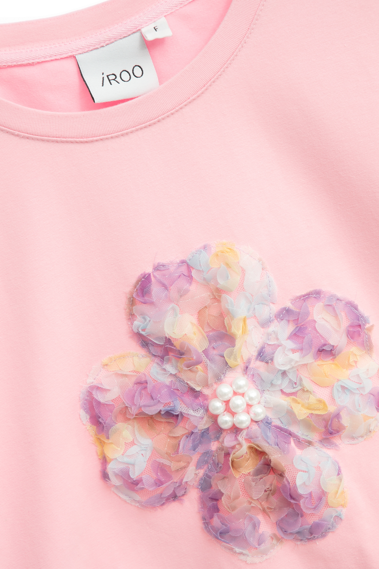 Puff Sleeve Tee With Front Floral DetailPuff Sleeve Tee With Front Floral Detail,T-shirts,Tops,Season (SS) Look,pearl