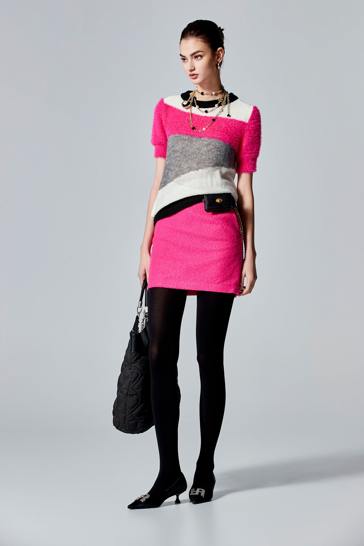 Colour Block Short Sleeve Knit TopColour Block Short Sleeve Knit Top,Tops,Season (SS) Look,Knitted,Knitted tops