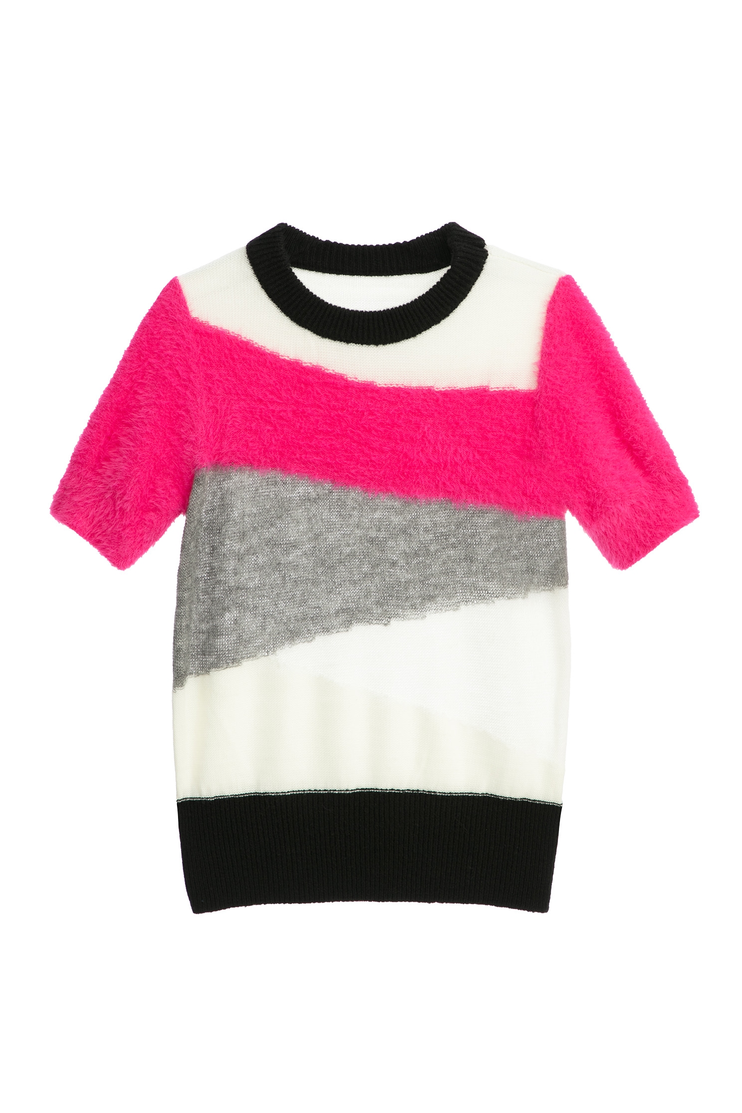 Colour Block Short Sleeve Knit TopColour Block Short Sleeve Knit Top,Tops,Season (SS) Look,Knitted,Knitted tops