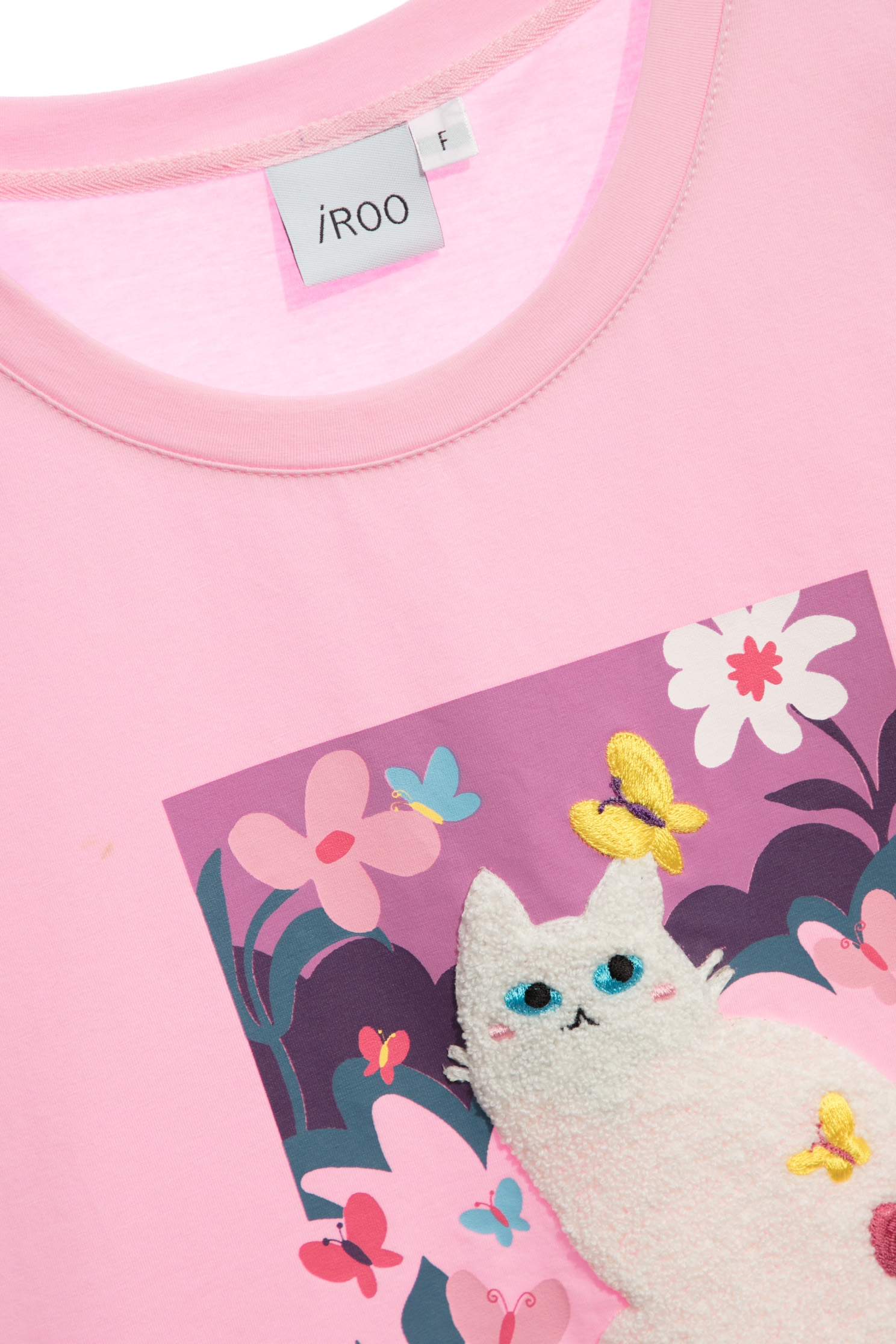 Cat Graphic Pink TeeCat Graphic Pink Tee,T-shirts,T-shirts,Tops,Embroidered,Season (SS) Look