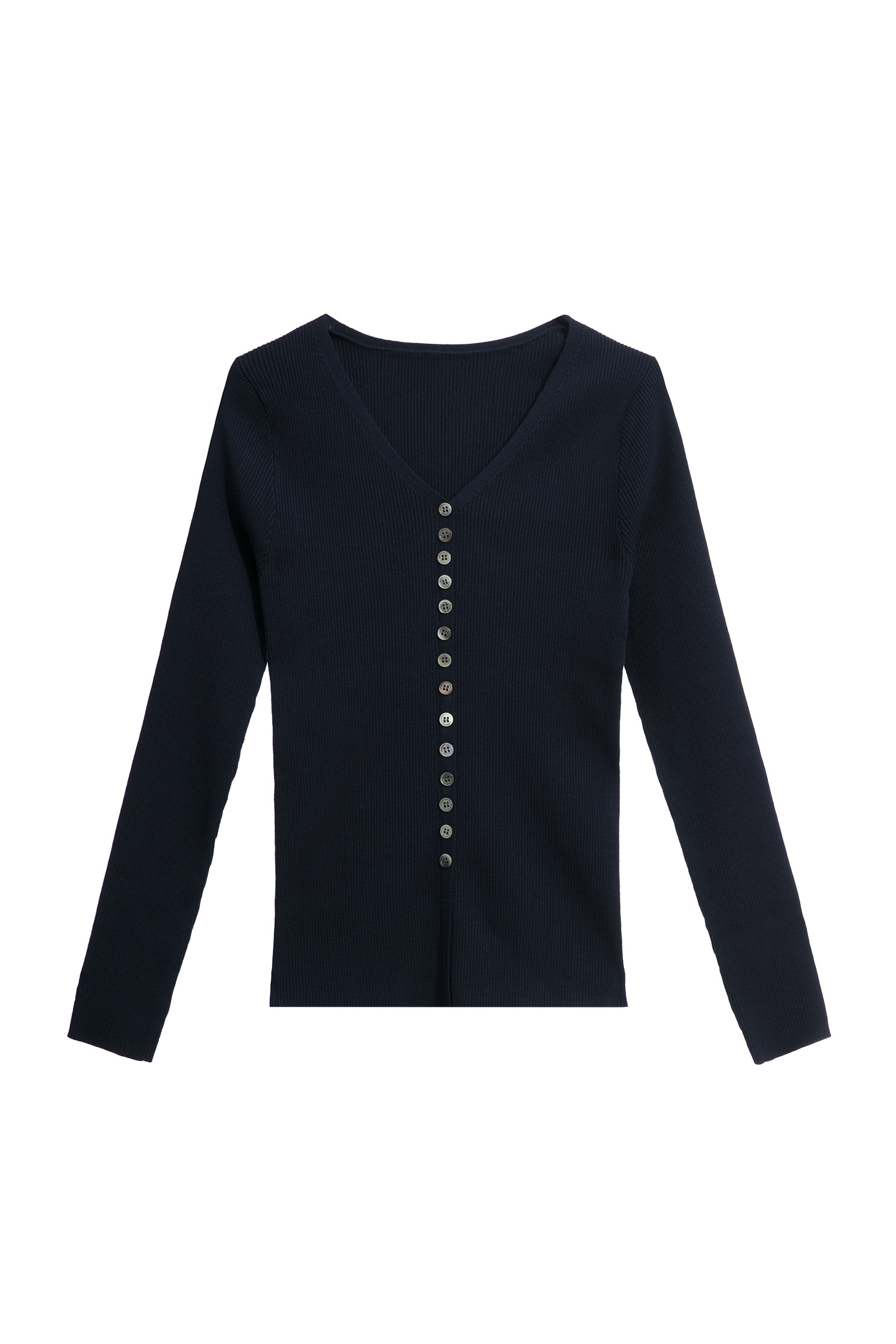 Navy V-neck Long Sleeve TopNavy V-neck Long Sleeve Top,V-Neck T shirts,Tops,Under shirts,Season (SS) Look,Knitted tops