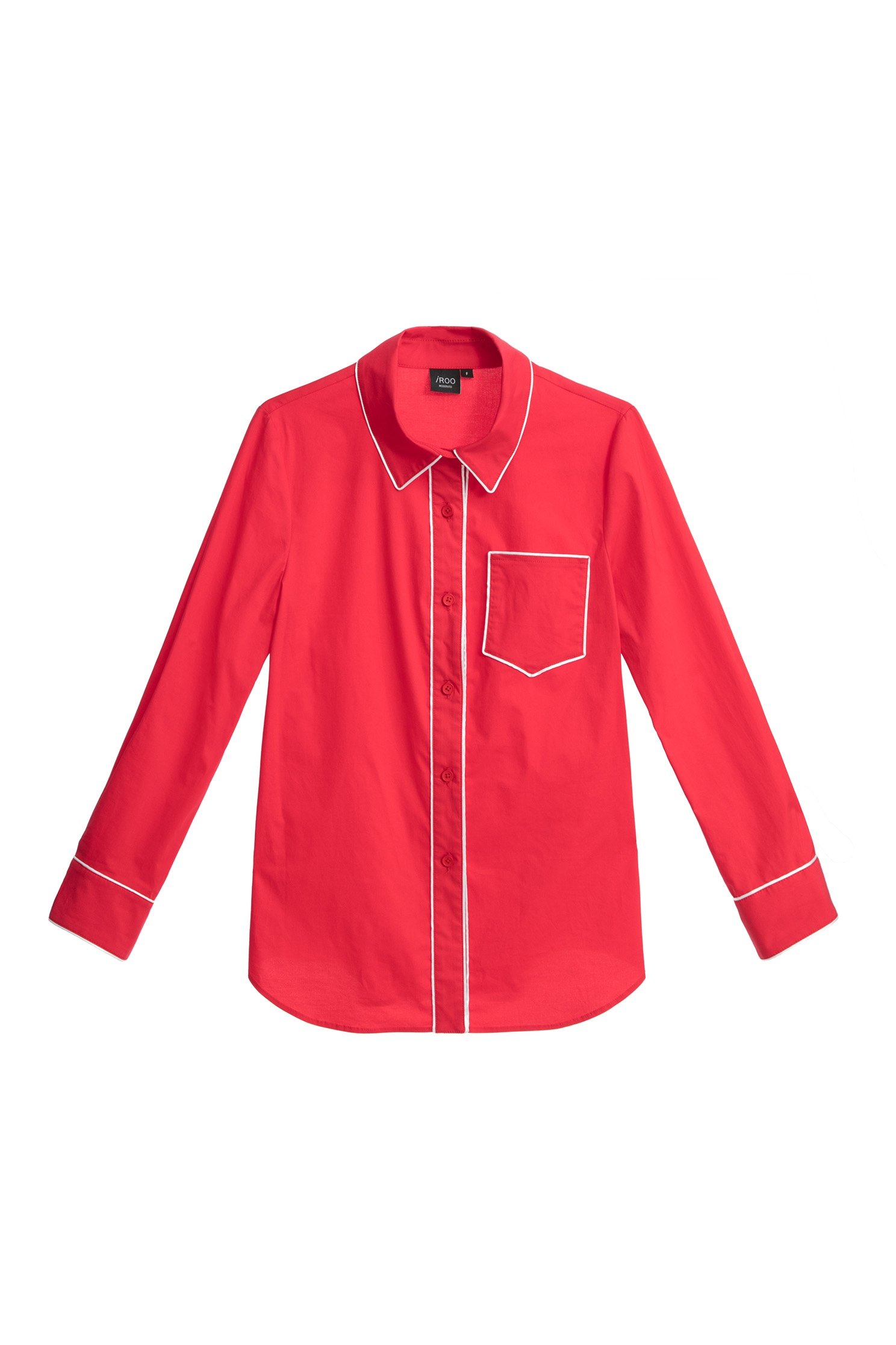 Red Blouse With Contrast White Trim DetailRed Blouse With Contrast White Trim Detail,Season (SS) Look,Blouses