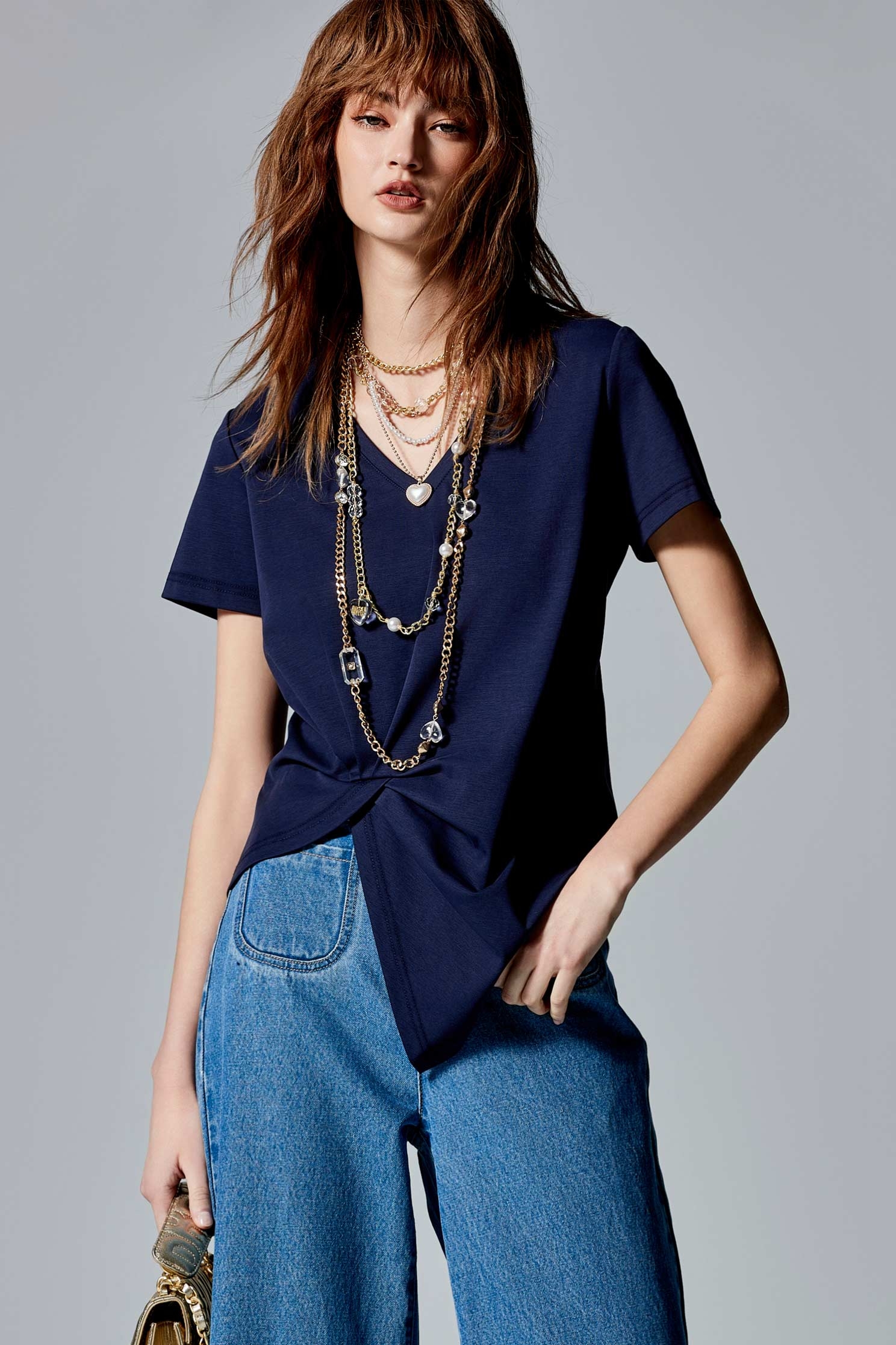 Asymmetric Navy Short Sleeve TeeAsymmetric Navy Short Sleeve Tee,Tops,Season (SS) Look,Cotton