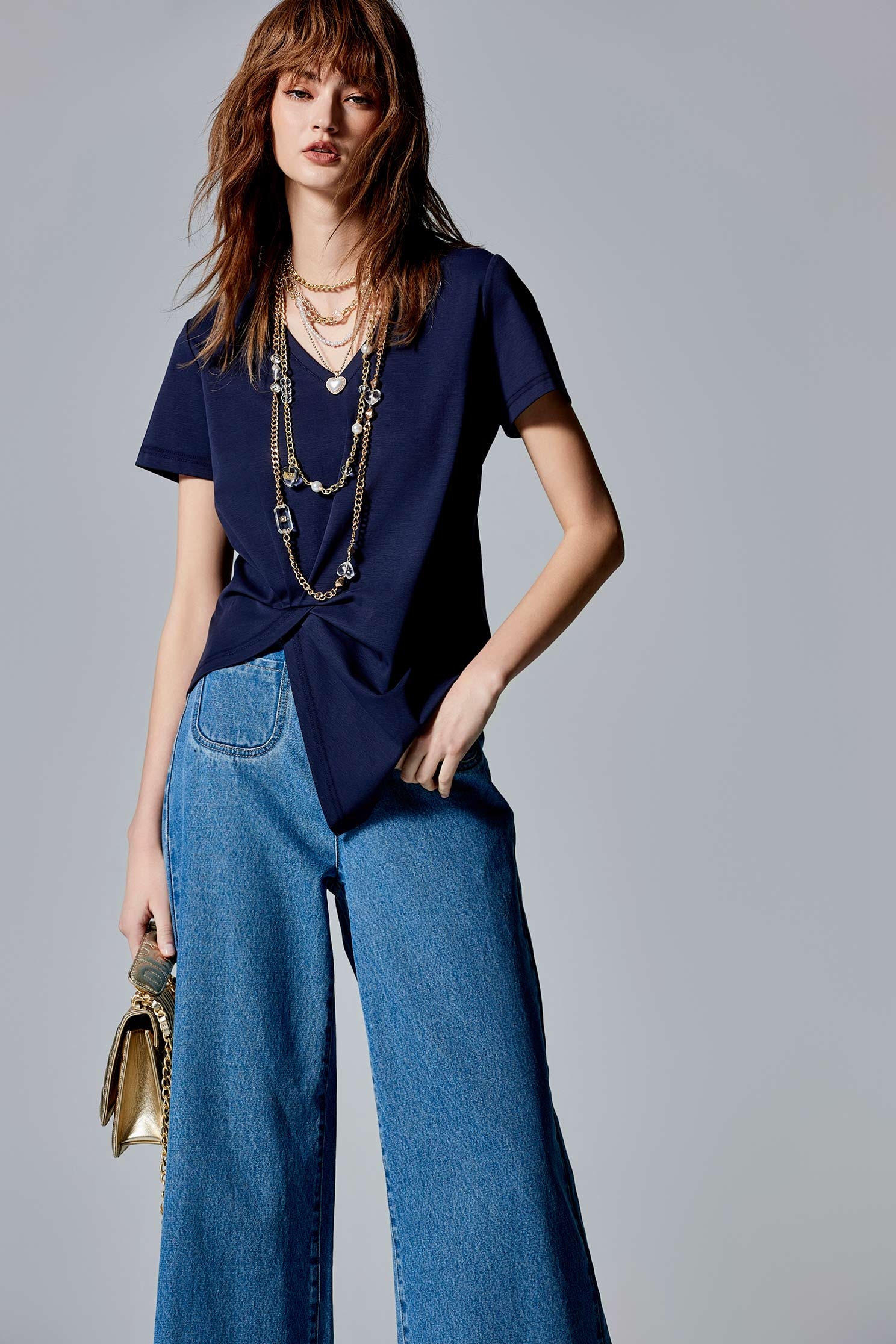 Asymmetric Navy Short Sleeve TeeAsymmetric Navy Short Sleeve Tee,Tops,Season (SS) Look,Cotton