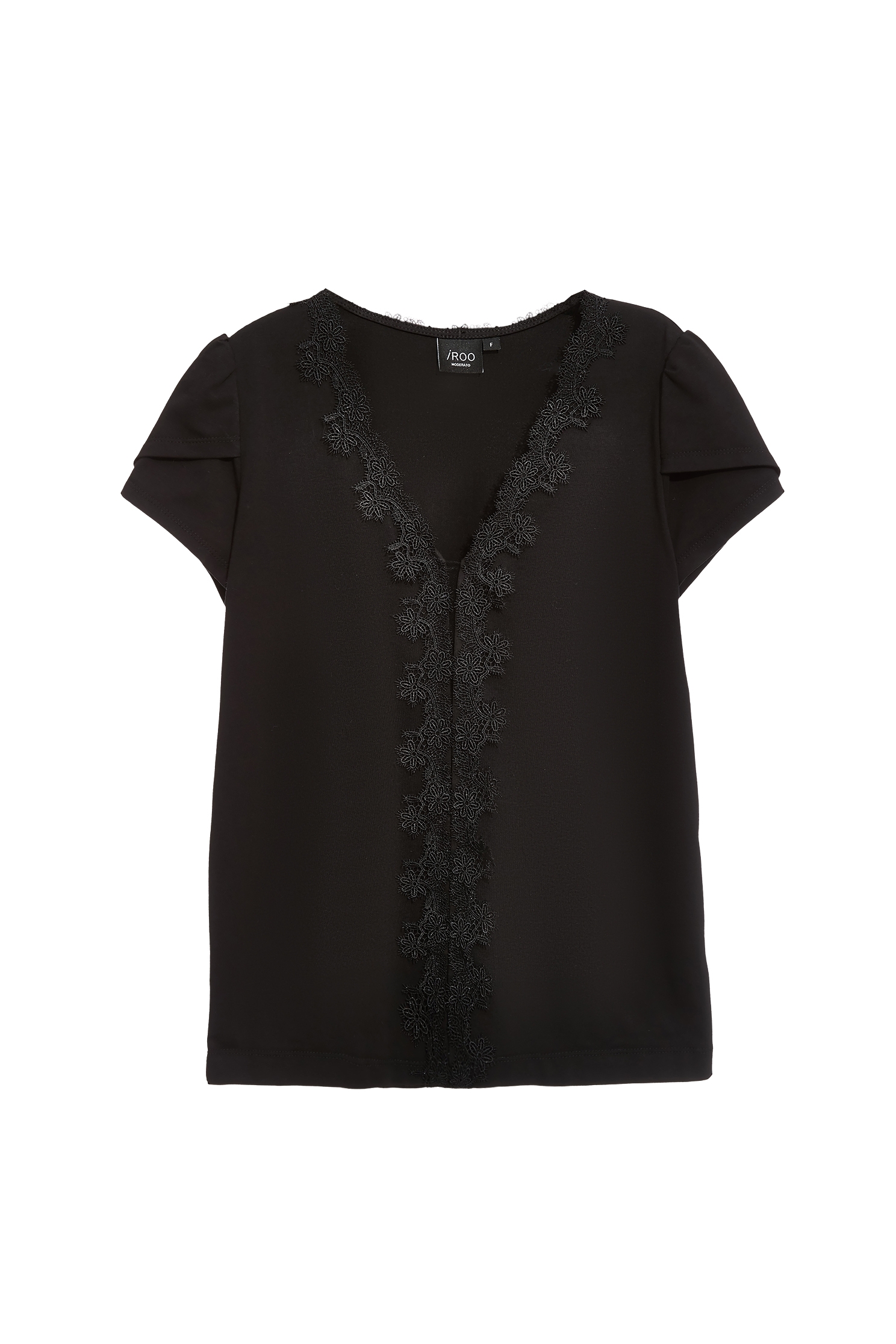 V-neck Lace Trim Detail TeeV-neck Lace Trim Detail Tee,Tops,Short sleeve tops,Season (AW) Look,Lace