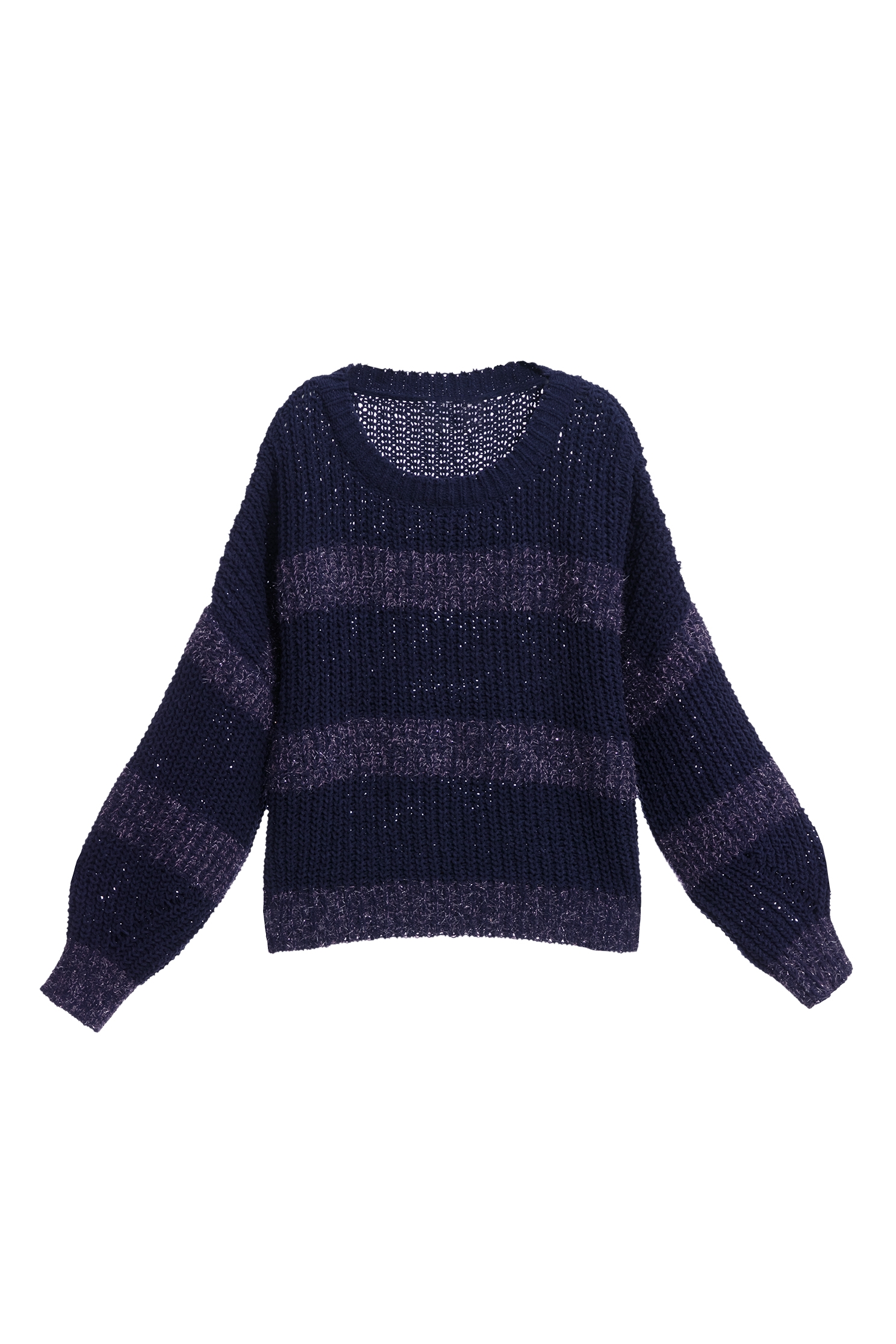 Purple striped knit topColour Block Long Sleeve Knit Top,Tops,Stripe,Season (AW) Look,Knitted,Knitted tops,Knitted tops