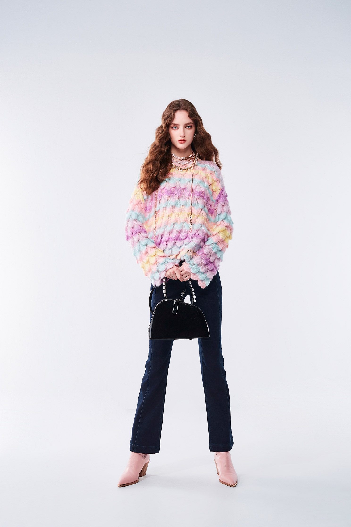 Multi Colour Fish Scale Knit TopMulti Colour Fish Scale Knit Top,Tops,bestselling,Season (AW) Look,Knitted,Knitted tops,Knitted tops