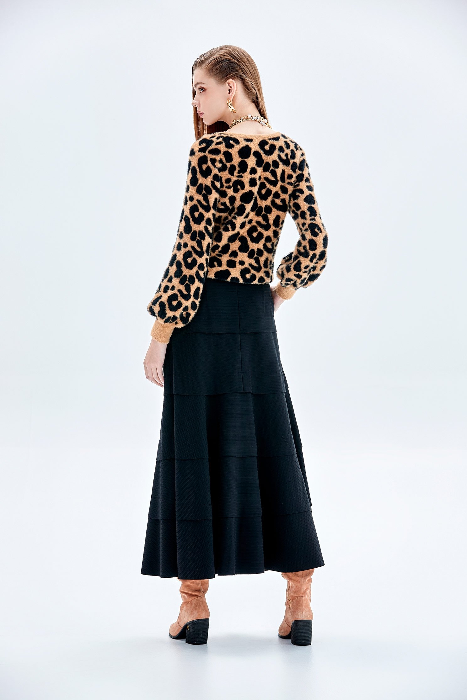 V-neck Leopard Print Knit TopV-neck Leopard Print Knit Top,Tops,Season (AW) Look,Knitted,Knitted tops,Knitted tops