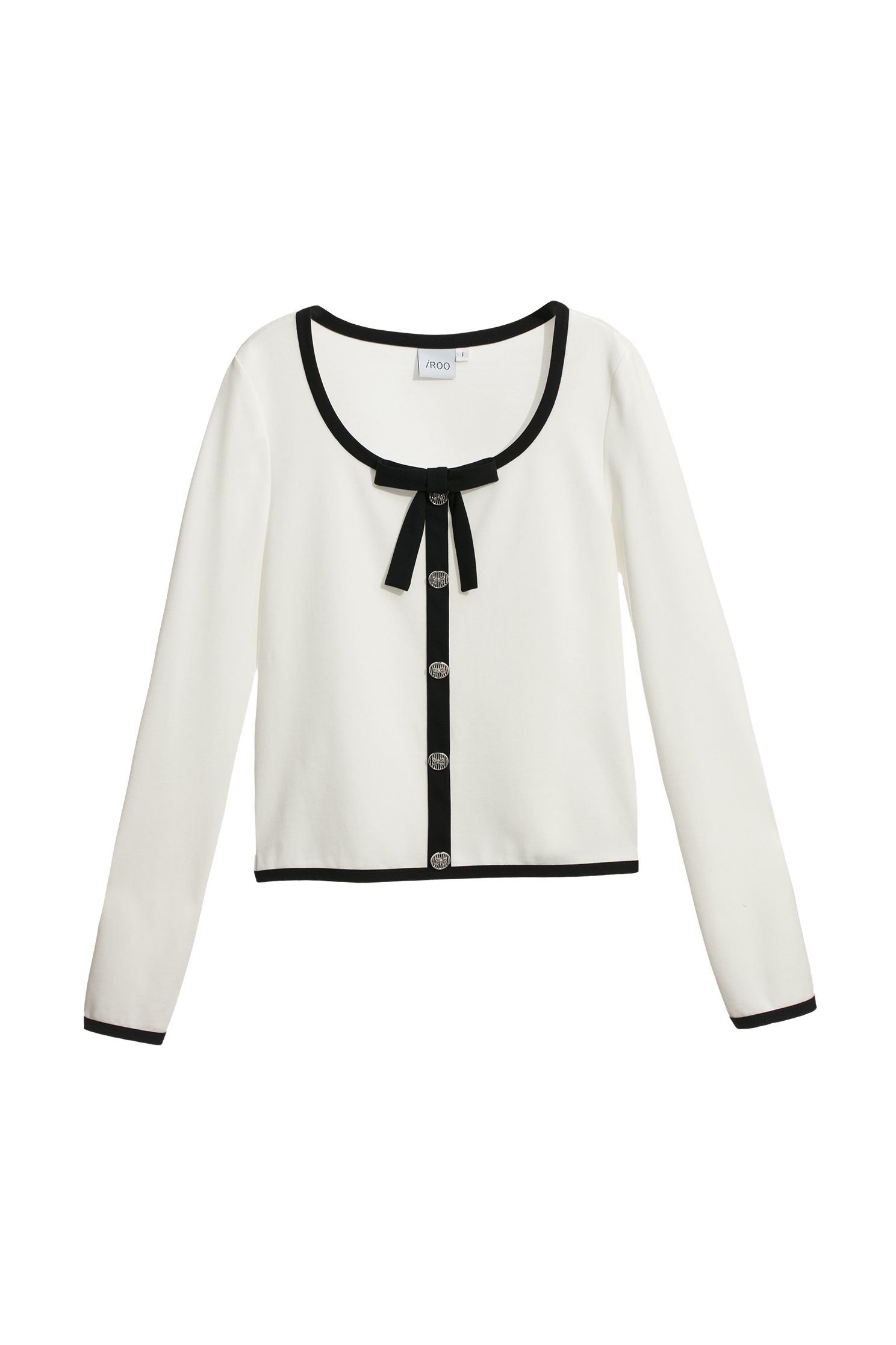 Contrast Navy Trim White TopContrast Navy Trim White Top,Tops,Season (AW) Look,Long sleeve tops