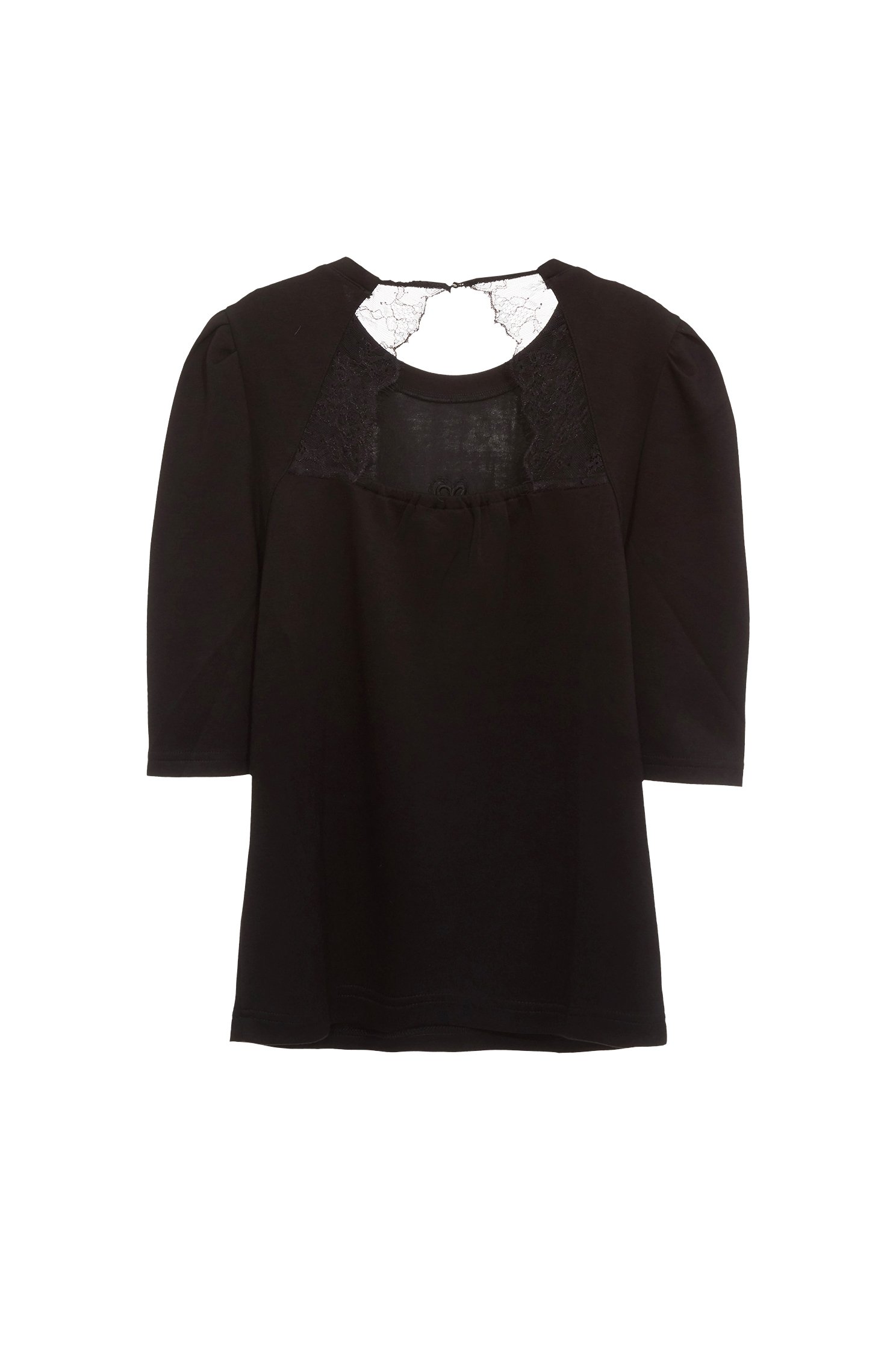 Front Embroidered Logo Puff Sleeve TopFront Embroidered Logo Puff Sleeve Top,Tops,Season (AW) Look,Lace