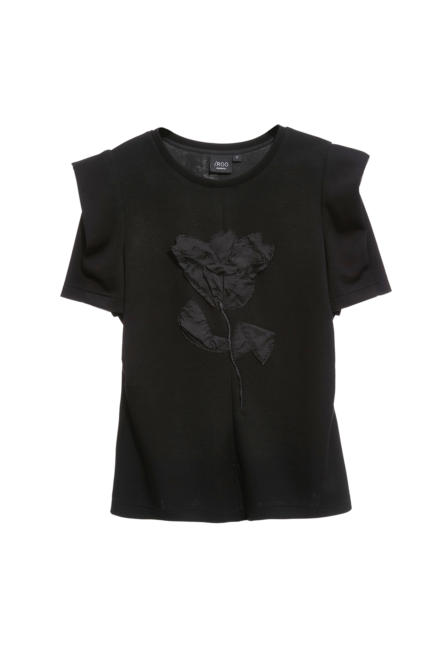 Pointed Cap Sleeve Floral Detail TopPointed Cap Sleeve Floral Detail Top,Tops,Season (AW) Look,black tops