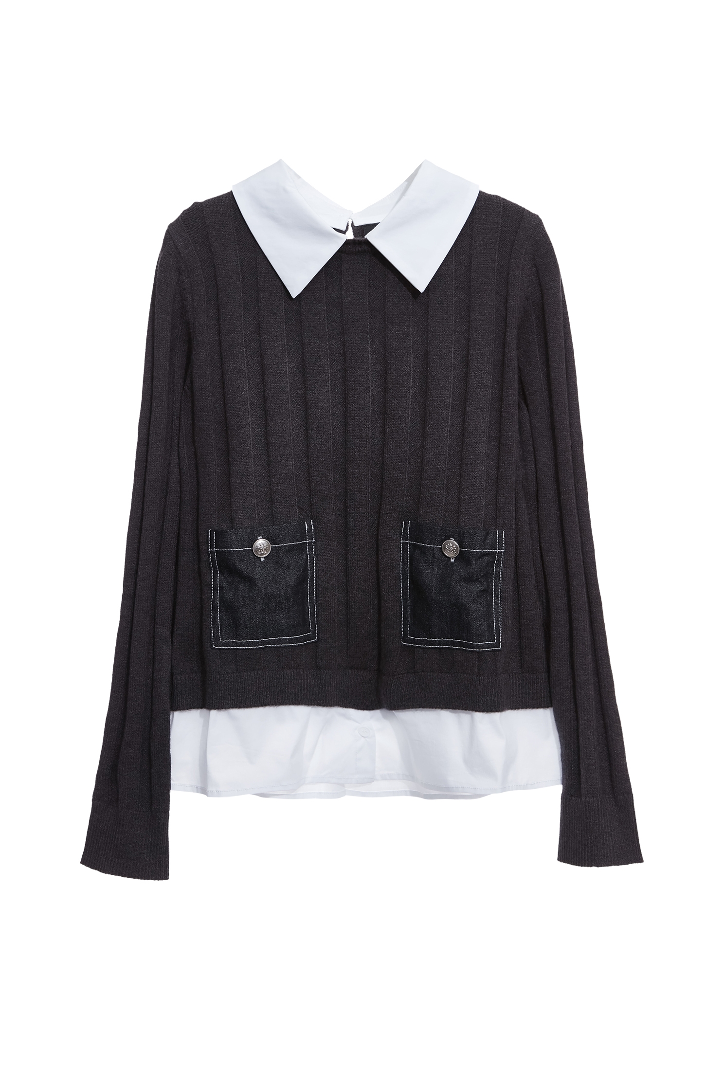 Fake Two Piece Grey Knit TopFake Two Piece Grey Knit Top,Tops,Season (AW) Look,Knitted,Knitted tops