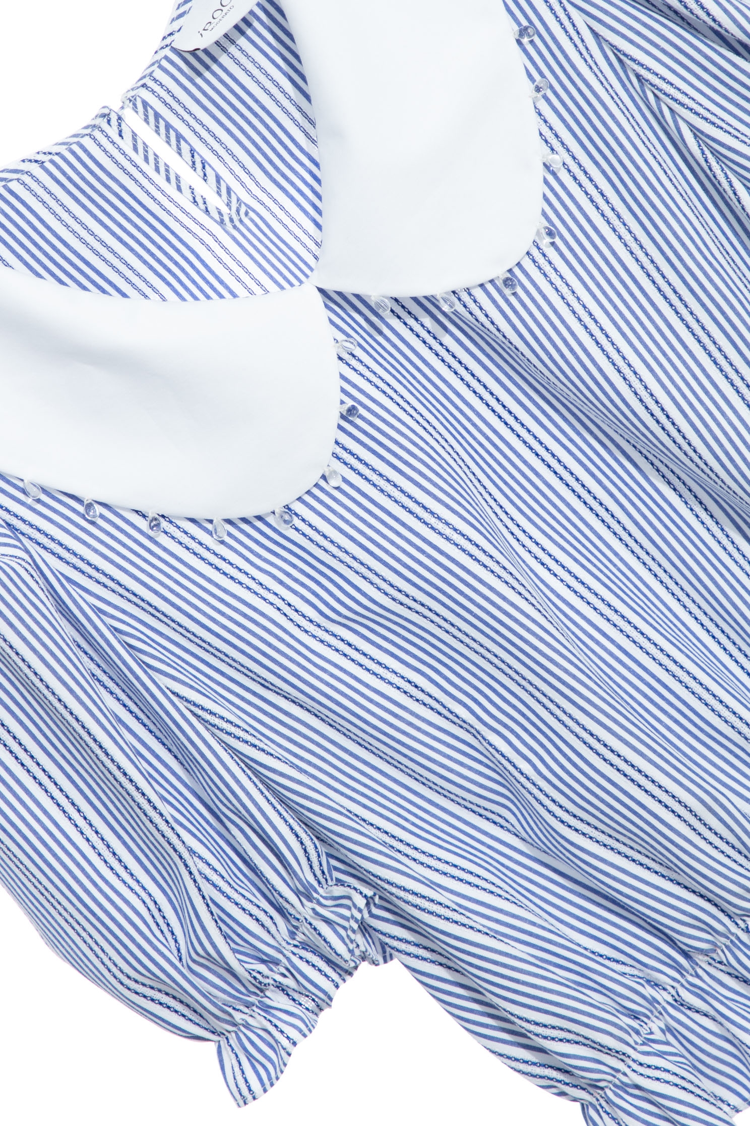 Blue Pinstripe Peter Pan Collar TopStriped embroidered top,Tops,Embroidered,Season (SS) Look,Stripe