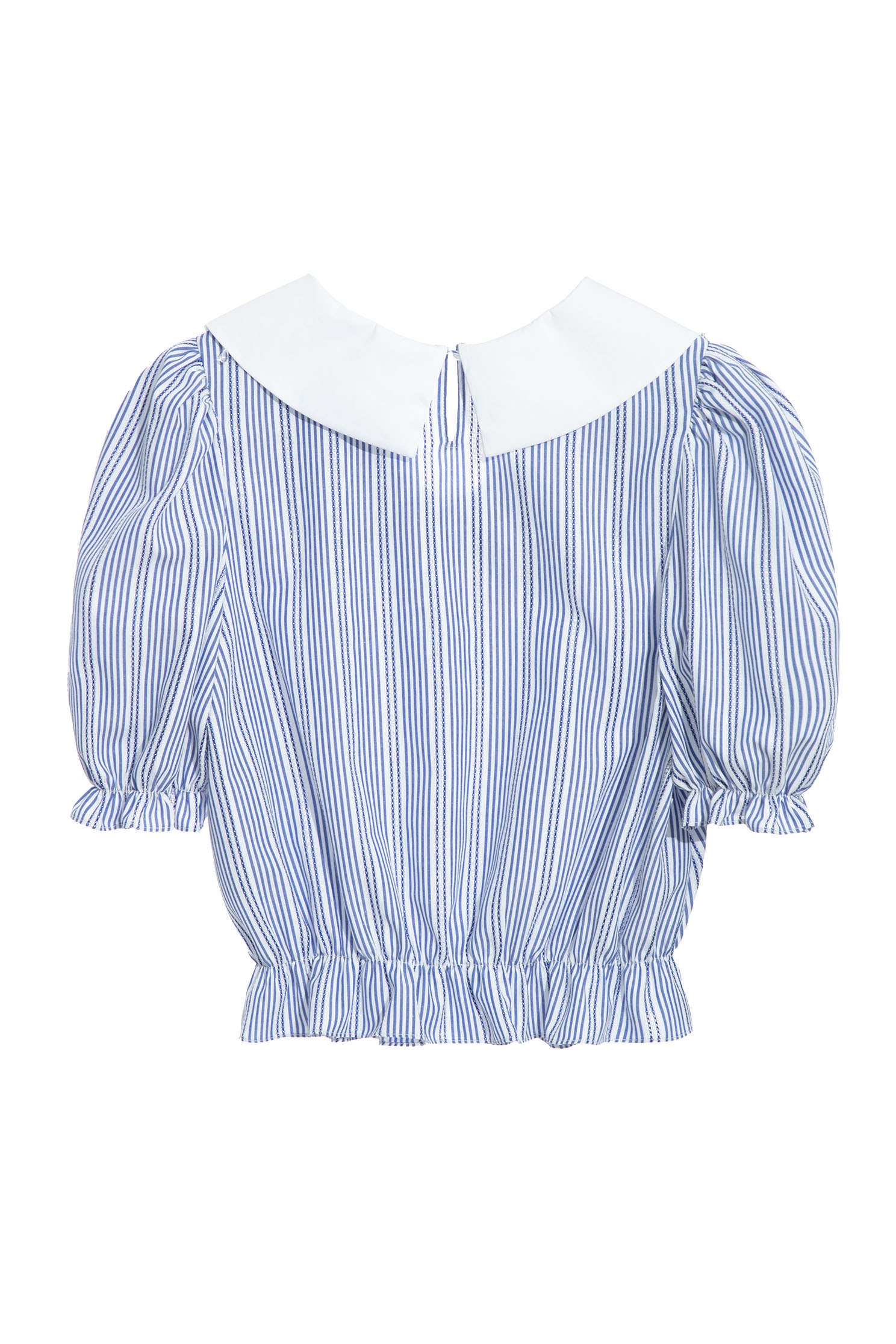Blue Pinstripe Peter Pan Collar TopStriped embroidered top,Tops,Embroidered,Season (SS) Look,Stripe