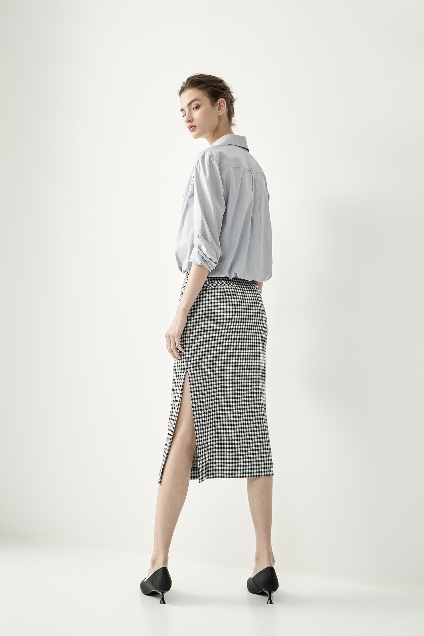 Two Piece Grey Button Front BlouseLayered-look shirt,T-shirts,Office Looks,Tops,Embroidered,Season (SS) Look,simple outfits,Back To Classic,Blouses,upperclass,Back To B/W