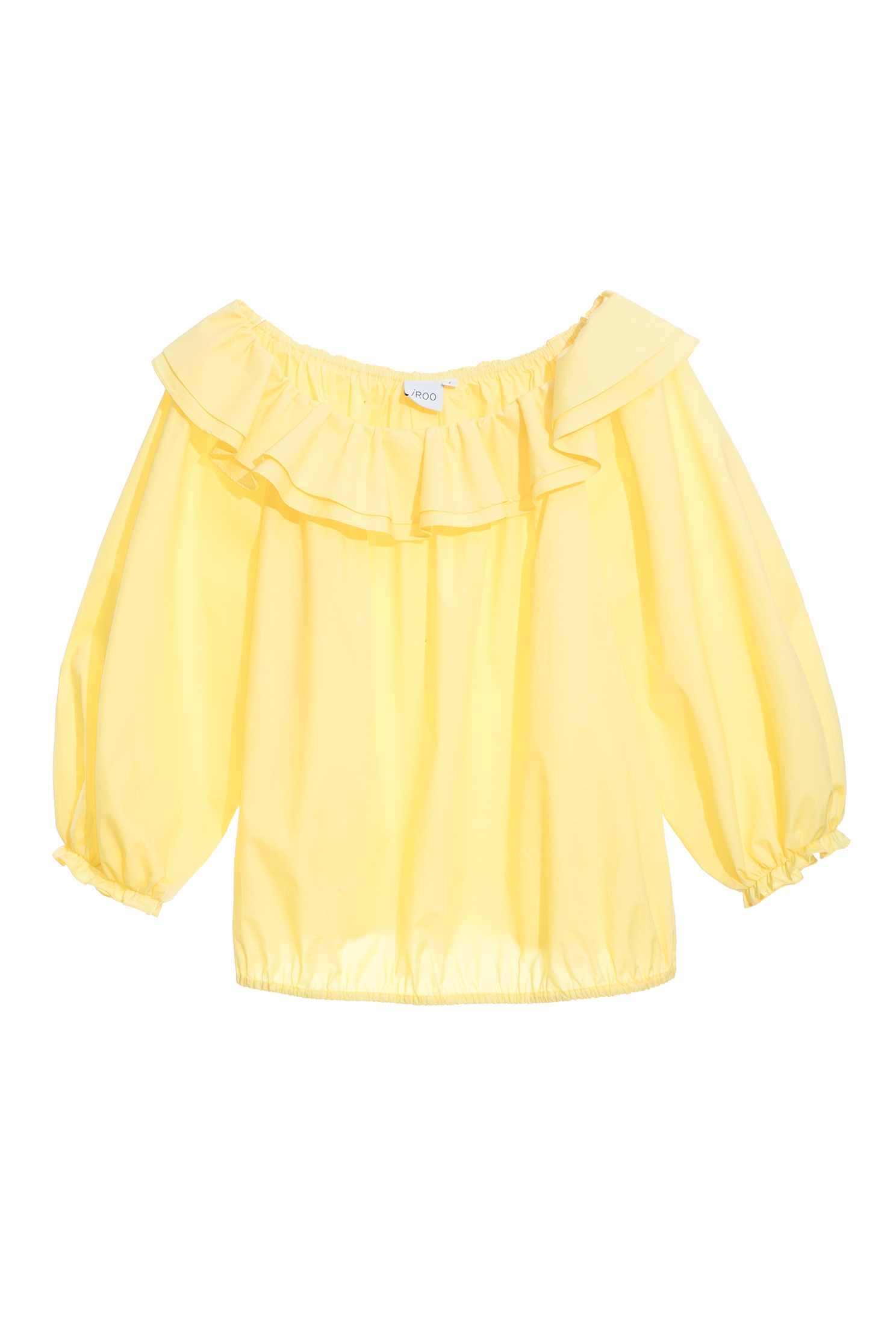 Flounce Collar Yellow TopTop with ruffled design,Tops,Season (SS) Look,Cotton,fashionart