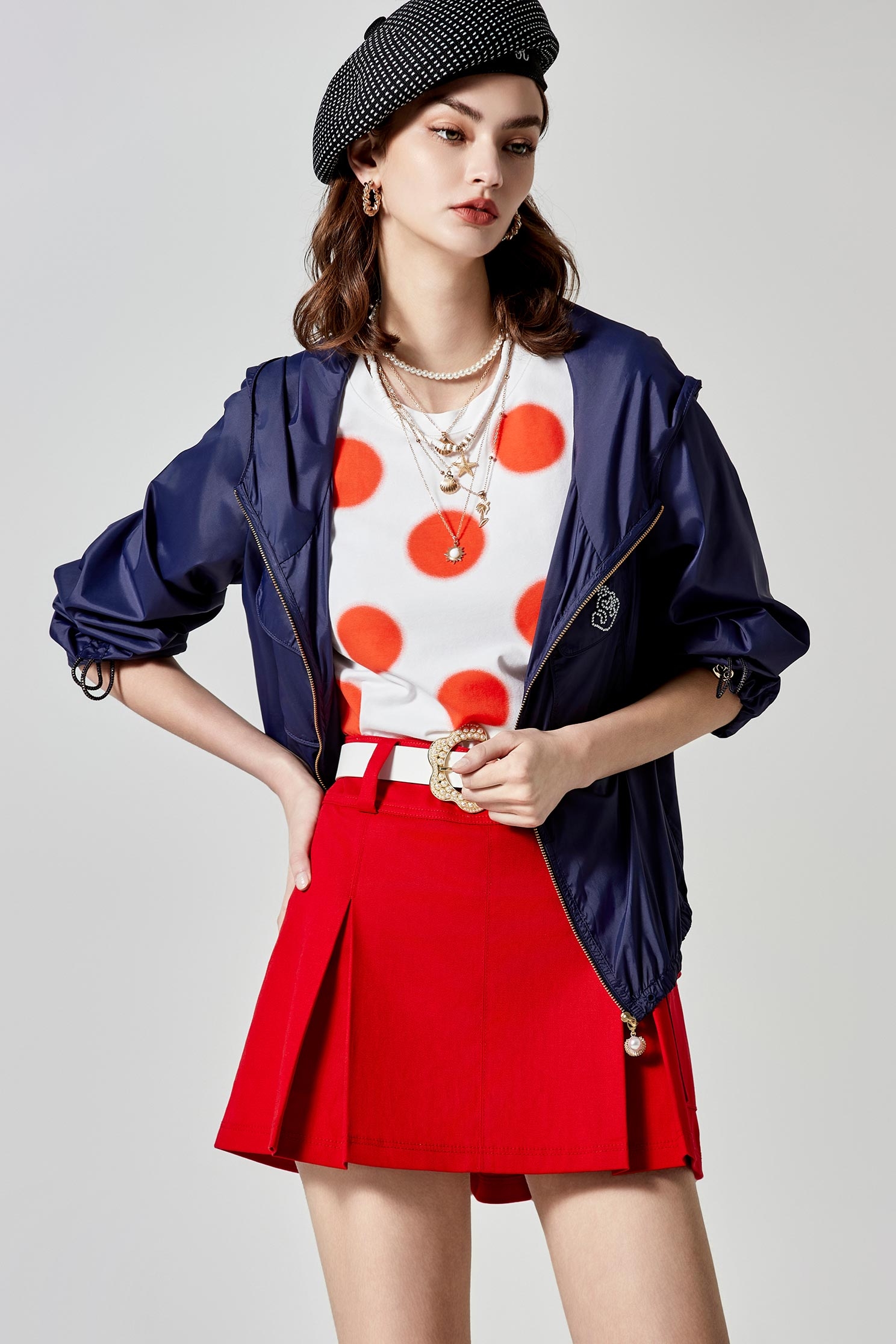 Red Dotted Print TopSeductive red  T-shirt with dot print,T-shirts,T-shirts,Season (SS) Look,Cotton