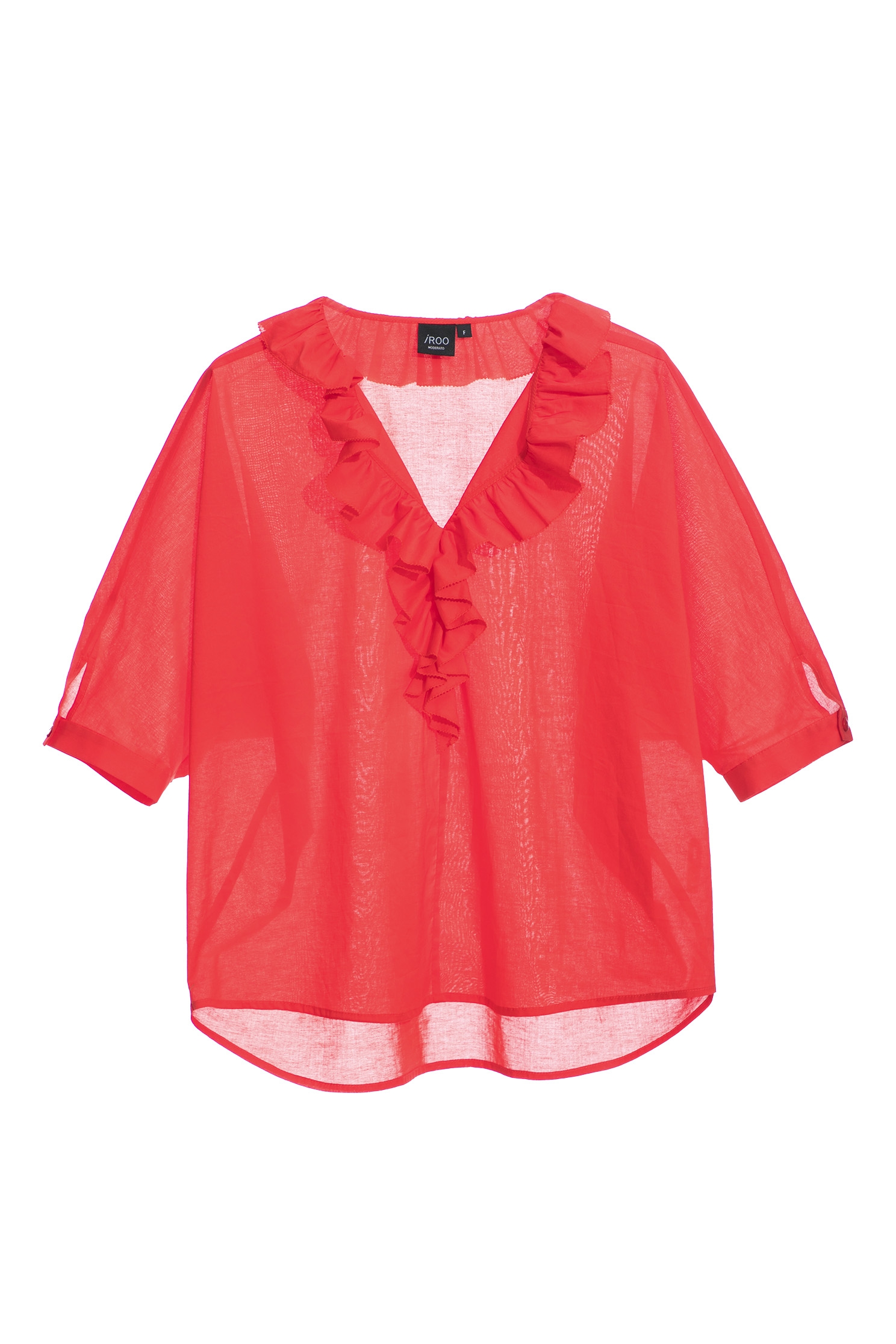 V-neck Ruffle Oversize TopSeductive red top with ruffled collar,Tops,Season (SS) Look,fashionart