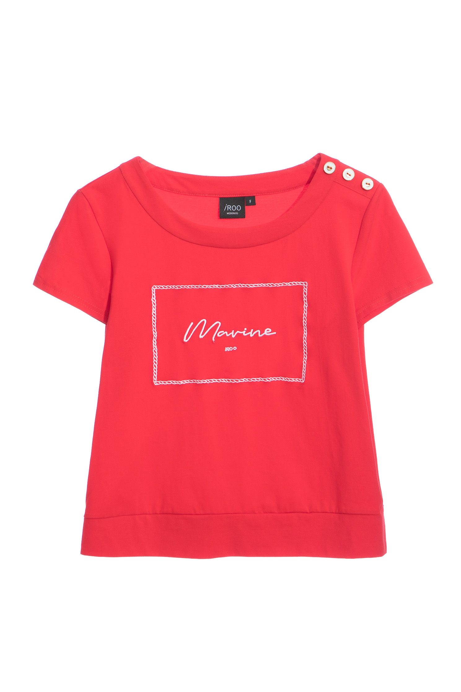 Basic Red Tee With Embroidered SloganEnchanted red T-shirt top with rope embroidery,T-shirts,Tops,Embroidered,Season (SS) Look,mothergift